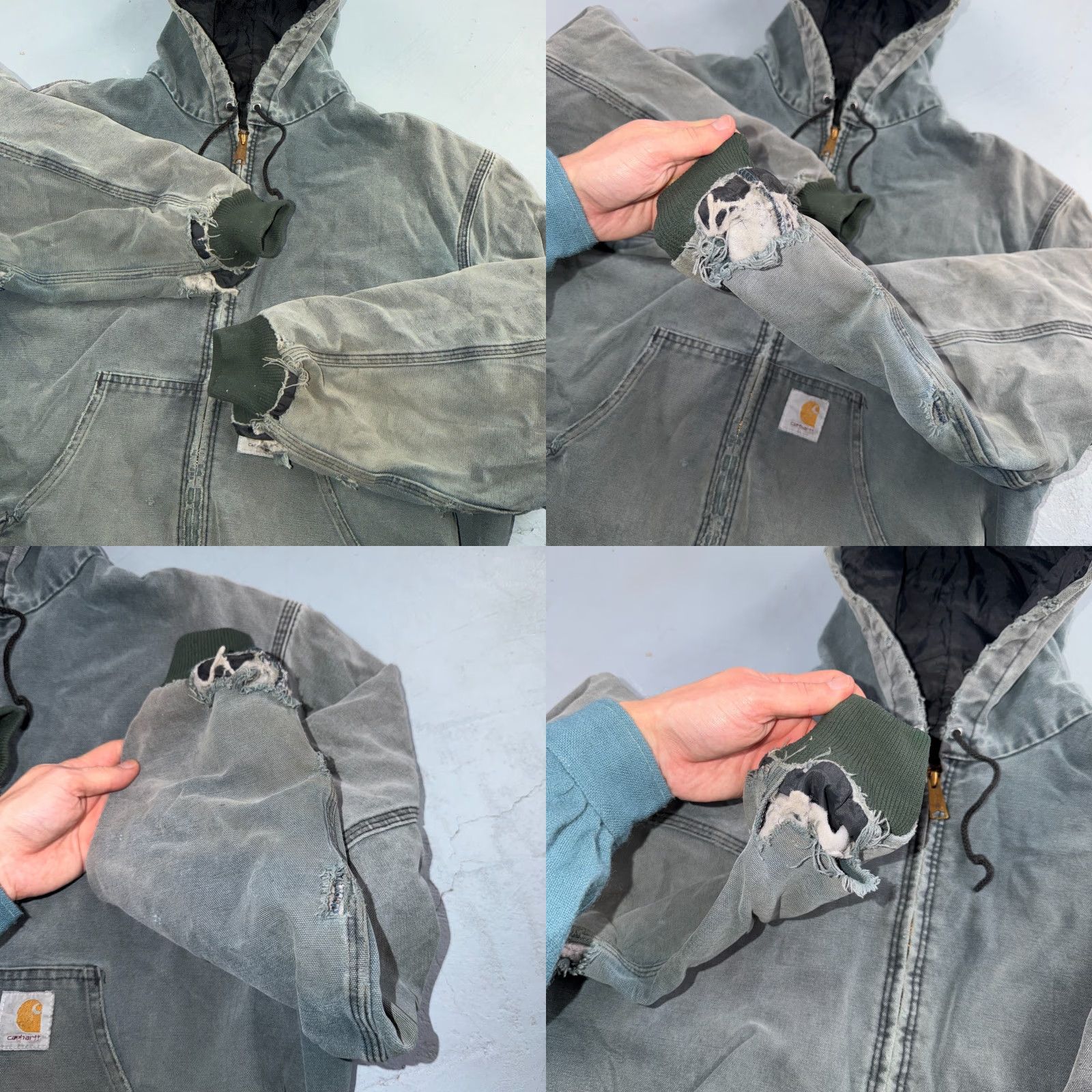 Carhartt VINTAGE Carhartt Jacket Hooded Olive Green Cotton Quilted Men L Green 90s Y2K Mens Size US L / EU 52-54 / 3 - 8 Thumbnail