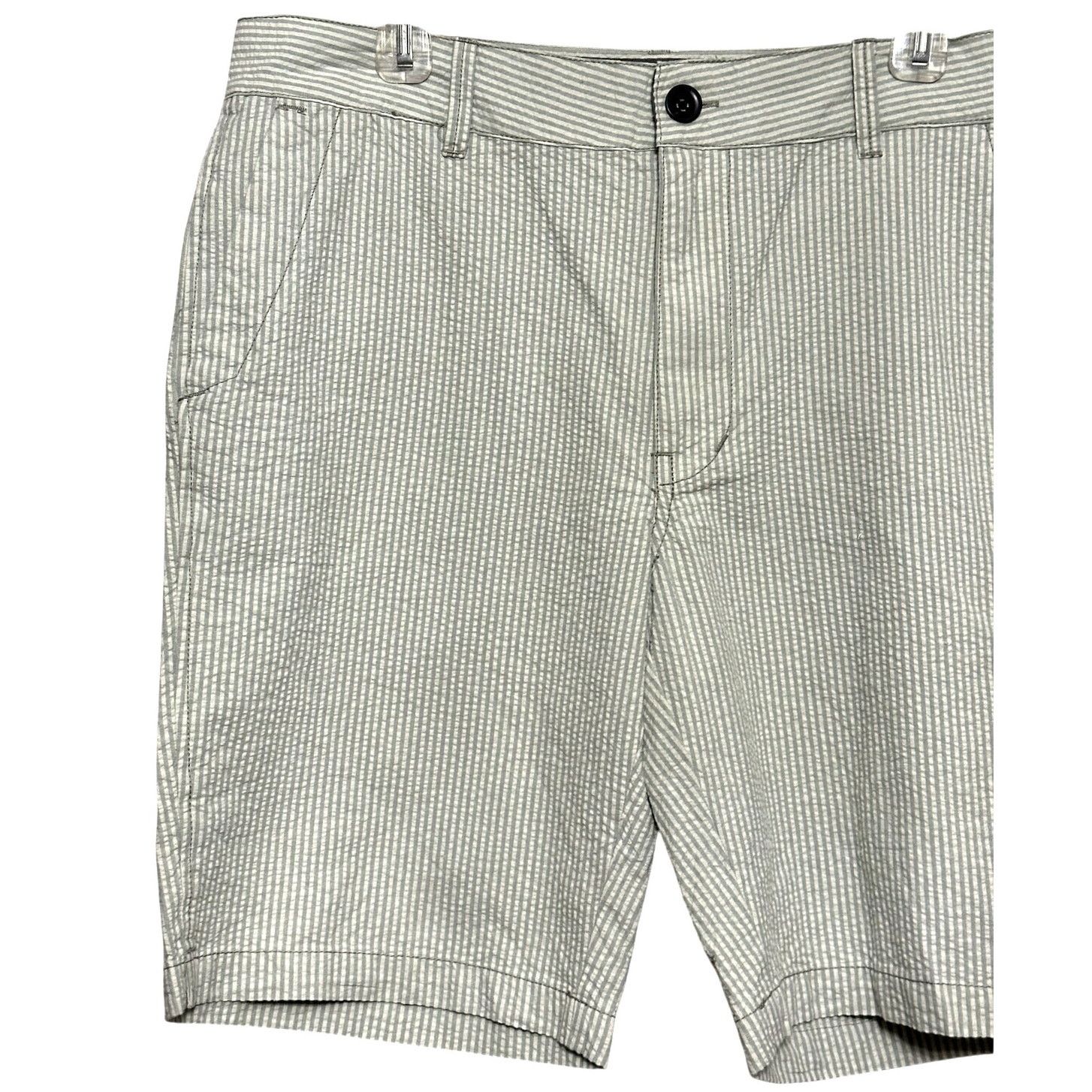 Other Union Chino Shorts Seersucker Flat Front Green White 36W NWT Size US 36 / EU 52 - 2 Thumbnail