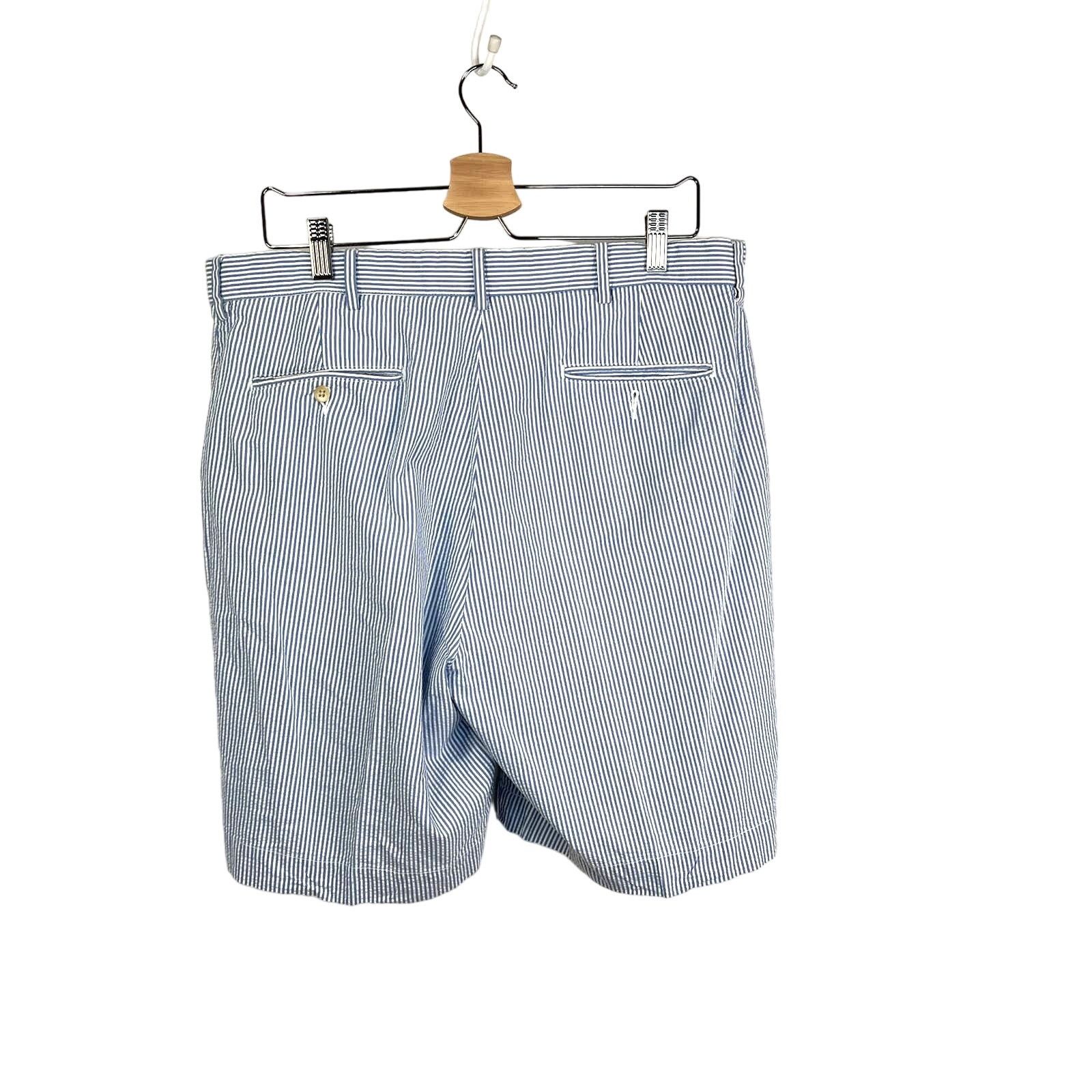 Polo Ralph Lauren Vintage 90s Polo Ralph Lauren Seersucker Shorts Blue Size US 36 / EU 52 - 7 Thumbnail
