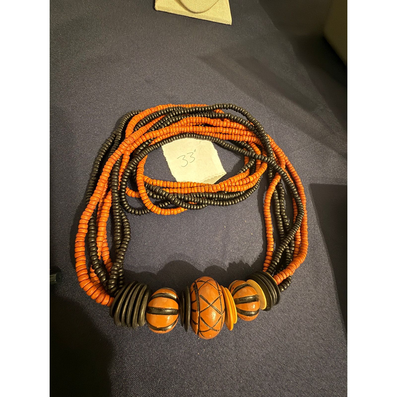 Other Vintage Multi Strand Wood Bead Statement Necklace 33” Size 26 - 5 Thumbnail