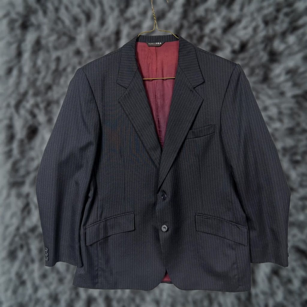 Vintage VINTAGE Sergio Valente Suit 2 Piece Black Pinstripe Blazer Vest Mens N/A Size 42R - 1 Thumbnail