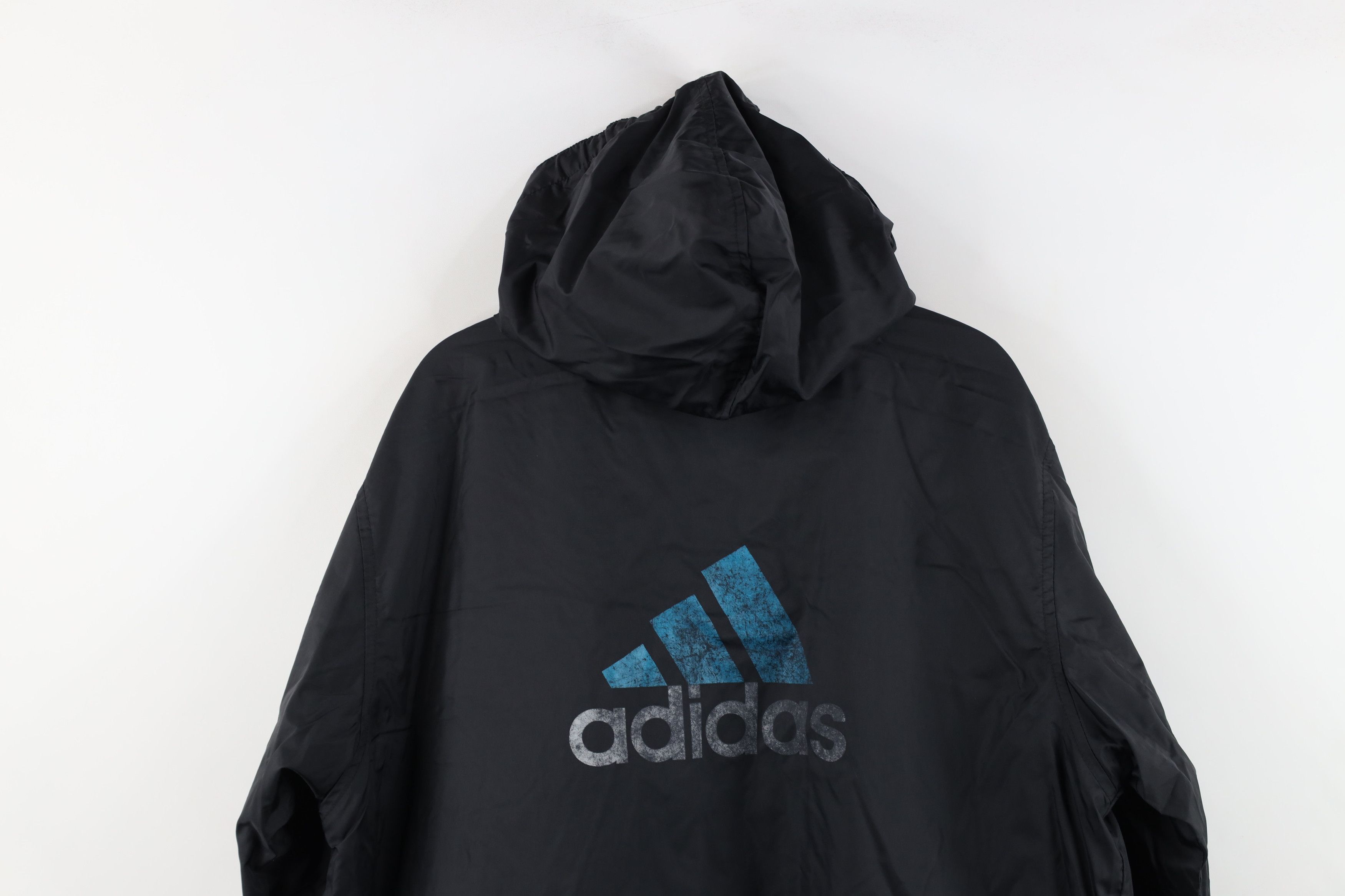 Adidas Vintage 90s Adidas Spell Out Lined Hooded Windbreaker Jacket Size US XL / EU 56 / 4 - 15 Thumbnail