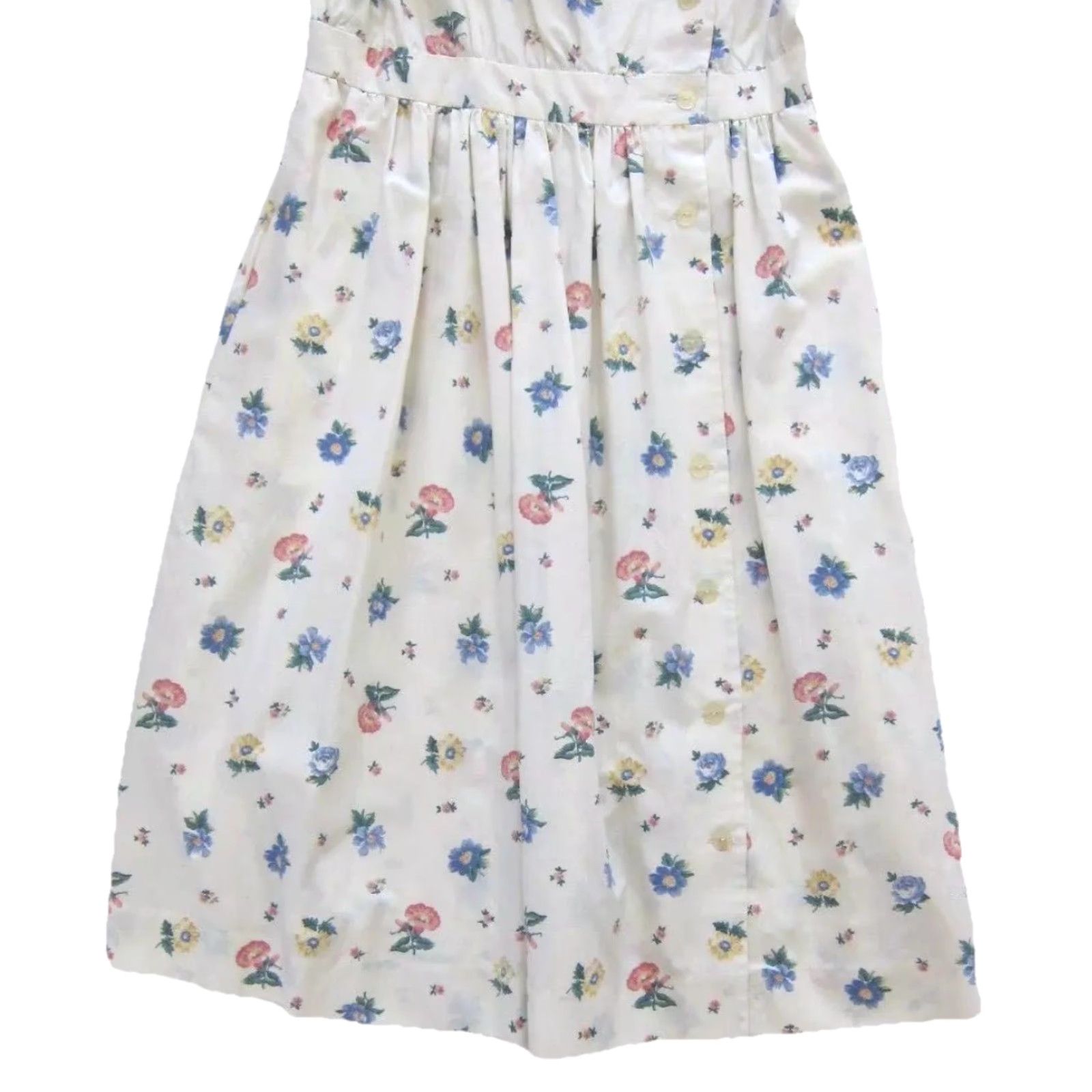 Pinko VINTAGE Handmade Cotton Pink Blue Floral Button Down Short Sleeve Dress M Size 32" / US 10 / IT 46 - 7 Thumbnail