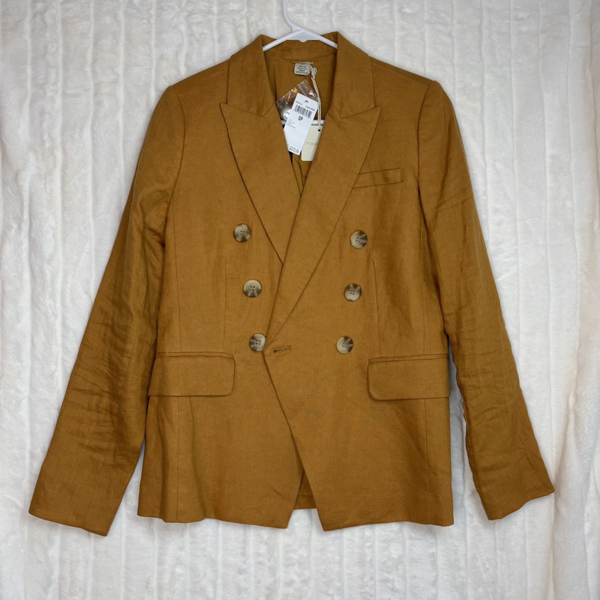 Magaschoni Magaschoni Blazer Linen Gold Double Breasted Lined Jacket S Size S / US 4 / IT 40 - 5 Thumbnail