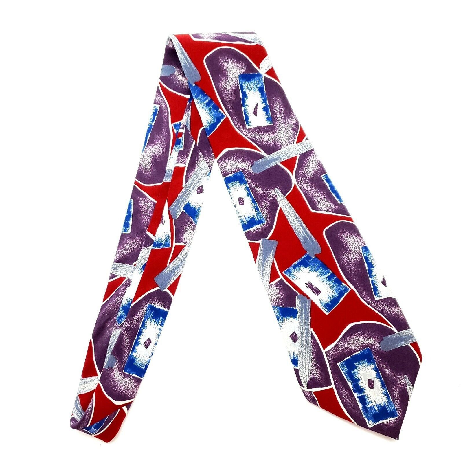 Pierre Cardin Pierre Cardin Silk Tie Red Blue Purple Print Wide Abstract Size ONE SIZE - 6 Thumbnail