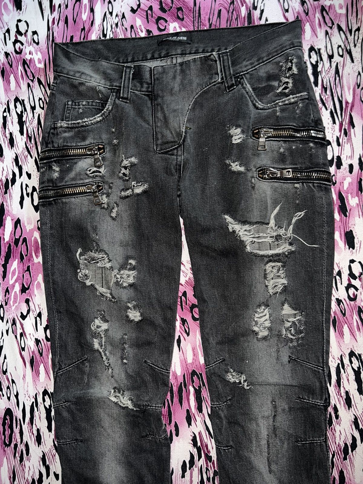 Balmain Rare Balmain by Christophe Decarnin distressed biker denim ➕ Size 26" / US 2 / IT 38 - 9 Thumbnail