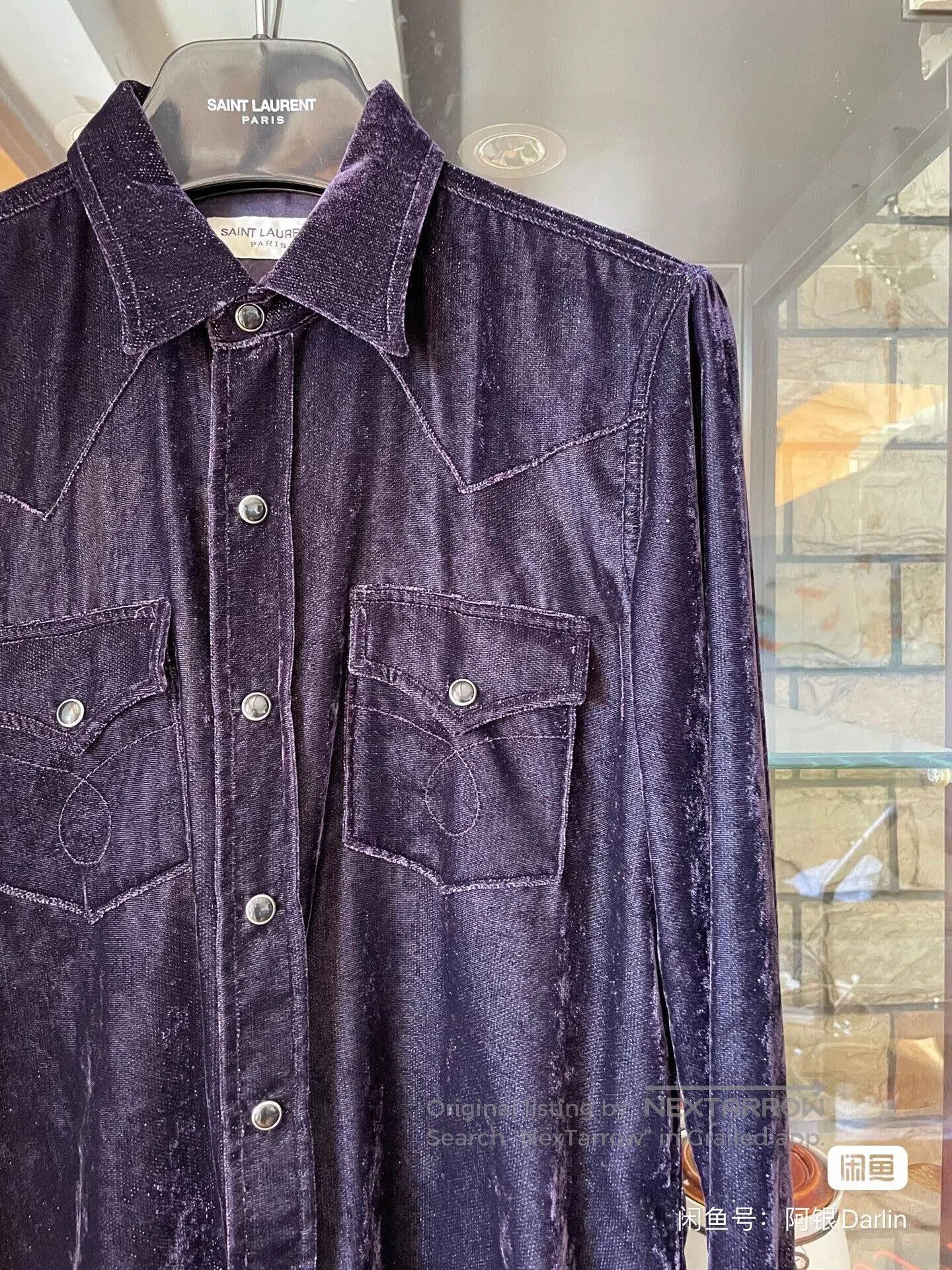 Saint Laurent Paris saint laurent purple velvet shirt with sparkle. Size M / US 6-8 / IT 42-44 - 4 Thumbnail