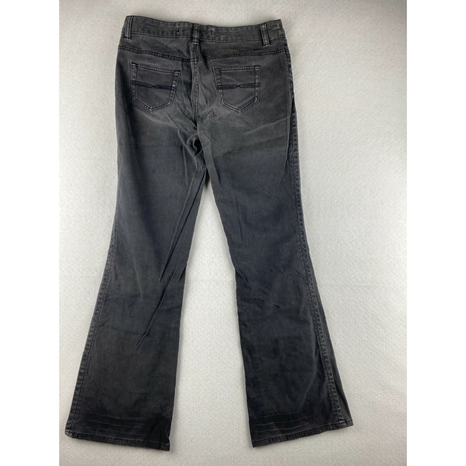 Express Express Jeans Womens 4 Black Flared Stretch Denim Casual Dark Wash Pants Size 27" / US 4 / IT 40 - 7 Thumbnail
