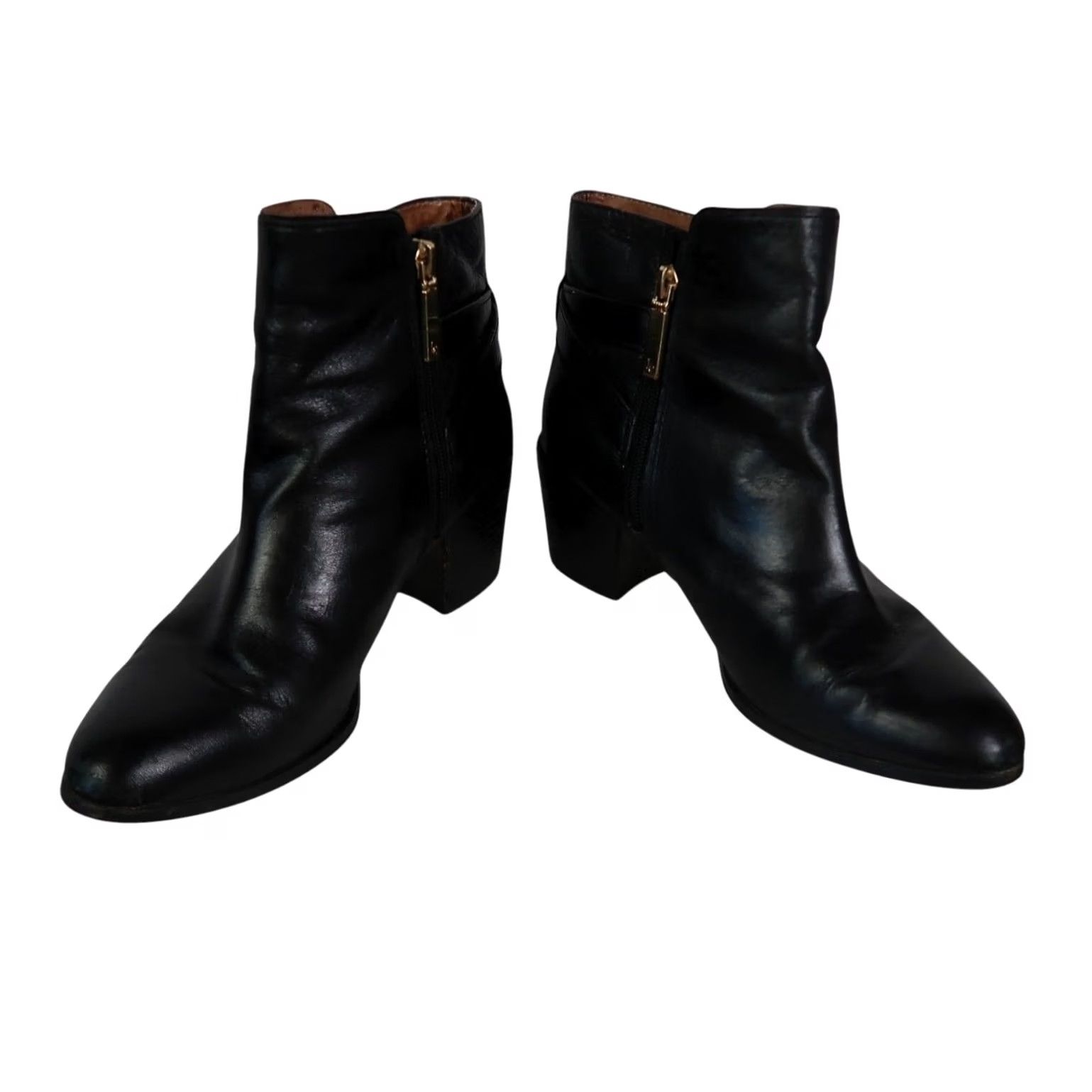 Vintage Louise et Cie Zalia Black Leather Heeled Ankle Boots Zip Closure 9 Women Boots Mid Heel Casual Fall Spring Women Size US 9 / IT 39 - 4 Thumbnail