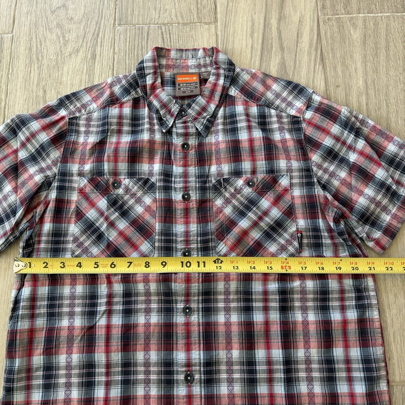 Merrell Merrell Hiking Shirt Men’s Medium UPF +20 Opti-Wick Red Blue Size US M / EU 48-50 / 2 - 6 Thumbnail