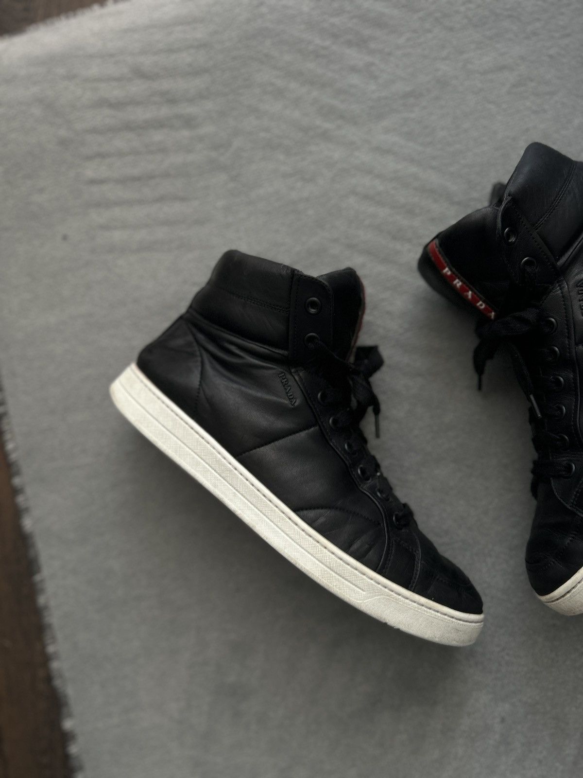Prada Prada 4T2596 dark blue high top leather sneakers Linea Rossa Size US 11.5 / EU 44-45 - 5 Thumbnail