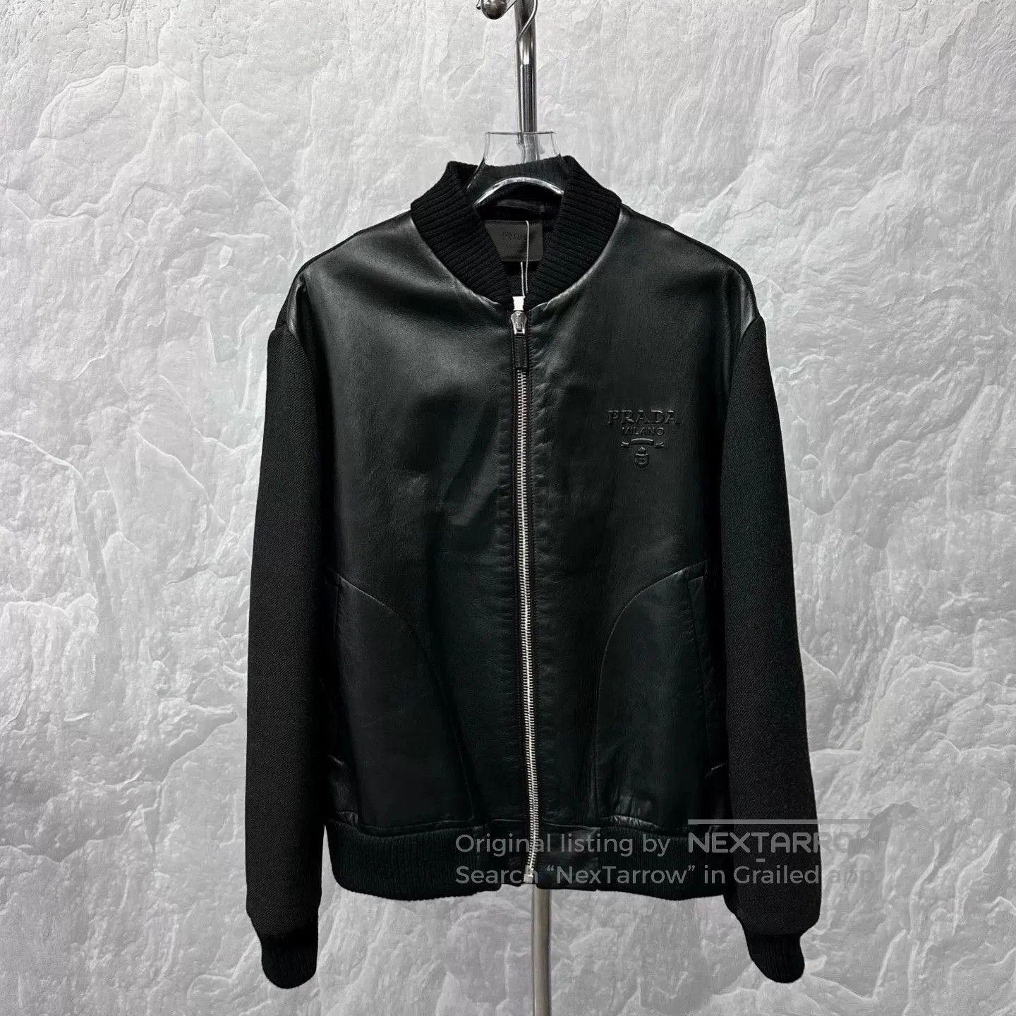 Prada prada black leather wool blend bomber jacket. Size US L / EU 52-54 / 3 - 1 Thumbnail