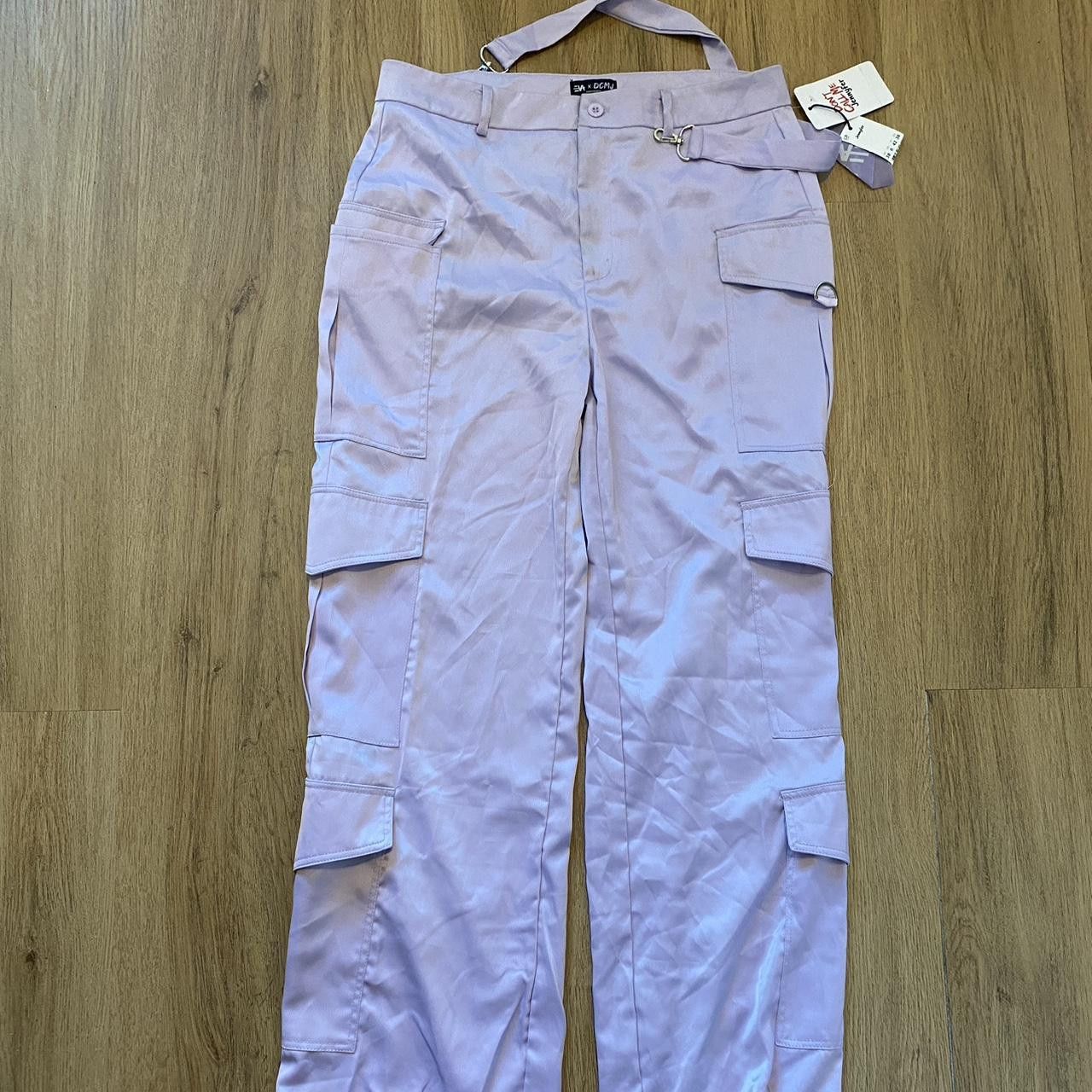 Jennifer Lopez Lilac cargo trousers with buckles and pockets - Size US 30 / EU 46 - 1 Thumbnail