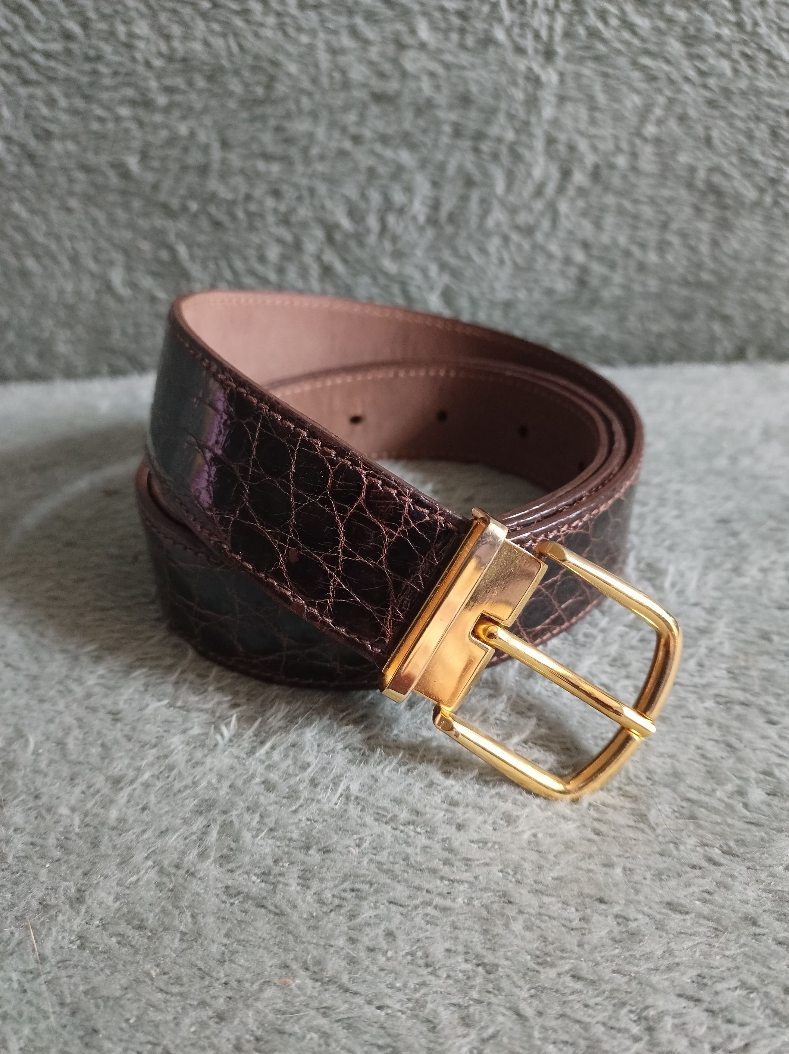Designer Saint Phil Zurich Genuine Crocodile Leather Swiss Belt 90/36 Size 36 - 2 Thumbnail