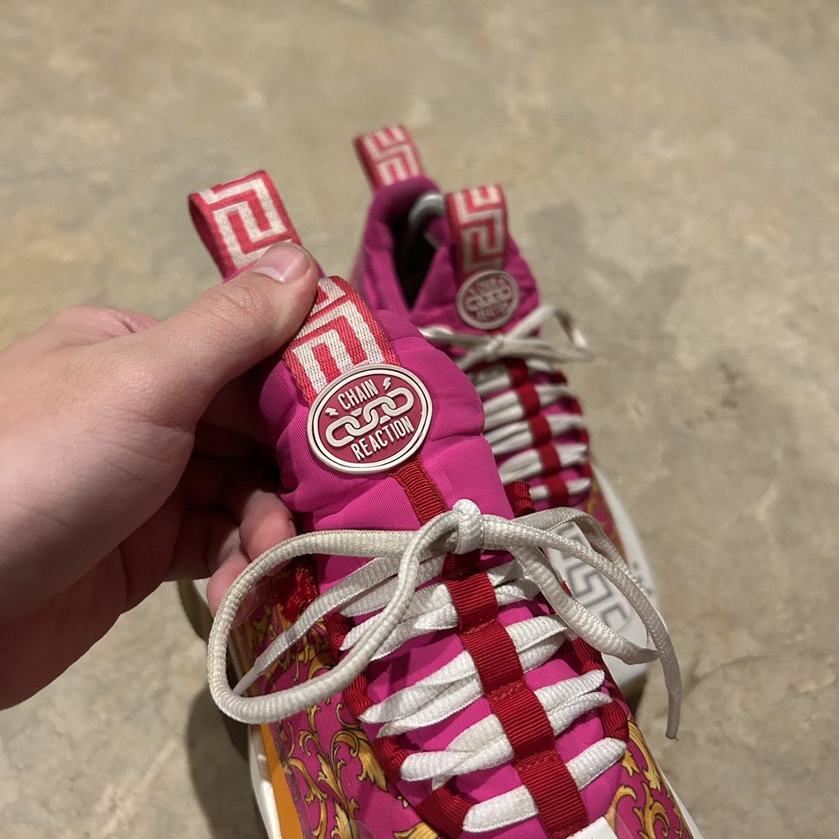 Designer × Versace Versace Cross Chainer Baroque Pink Print Sneakers EU 40 Size US 7 / EU 40 - 10 Thumbnail