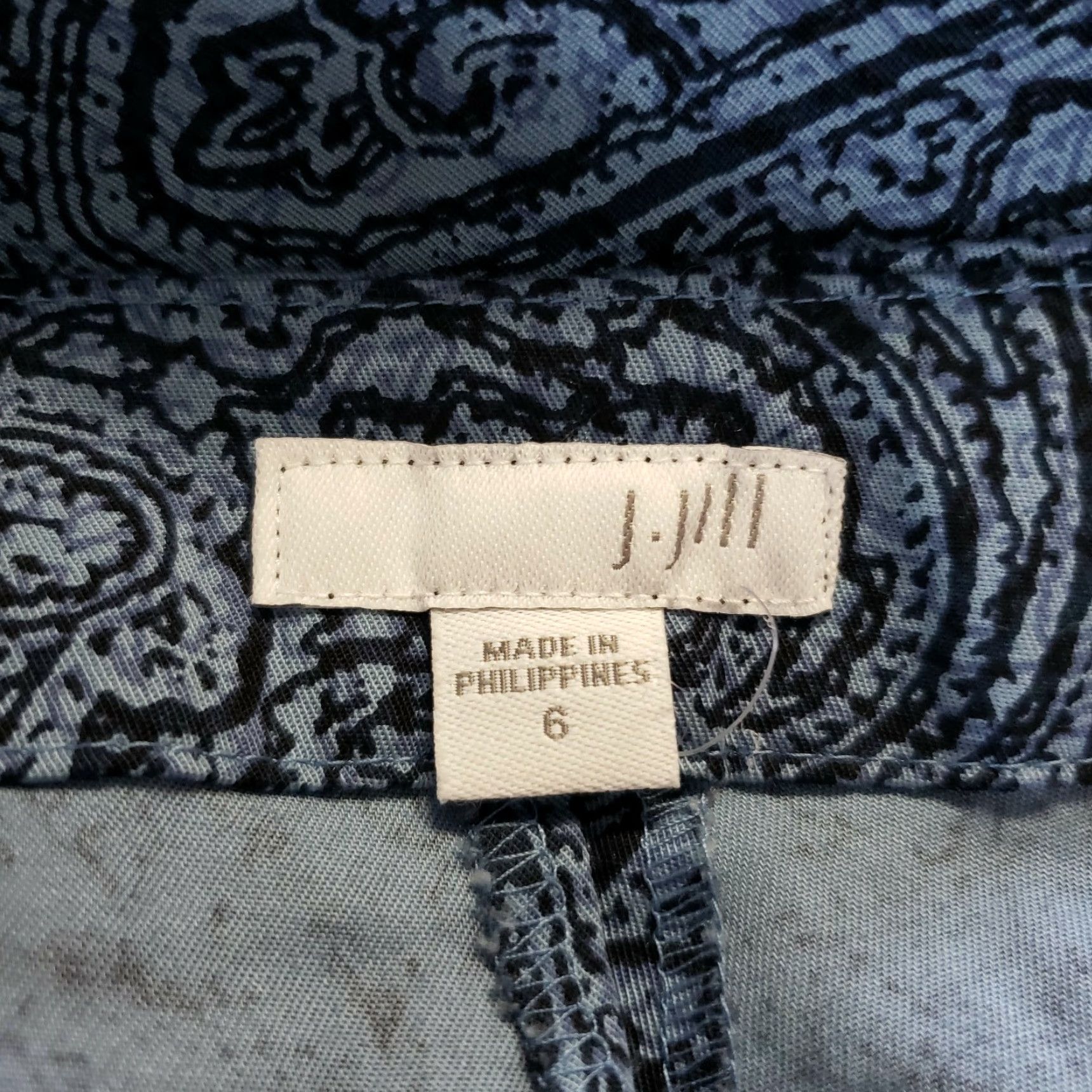 J. Jill J. Jill Womens Ankle Pants Sz 6 Blue Paisley Mid Rise Cotton Blend Chino N/A Size 28" / US 6 / IT 42 - 6 Thumbnail