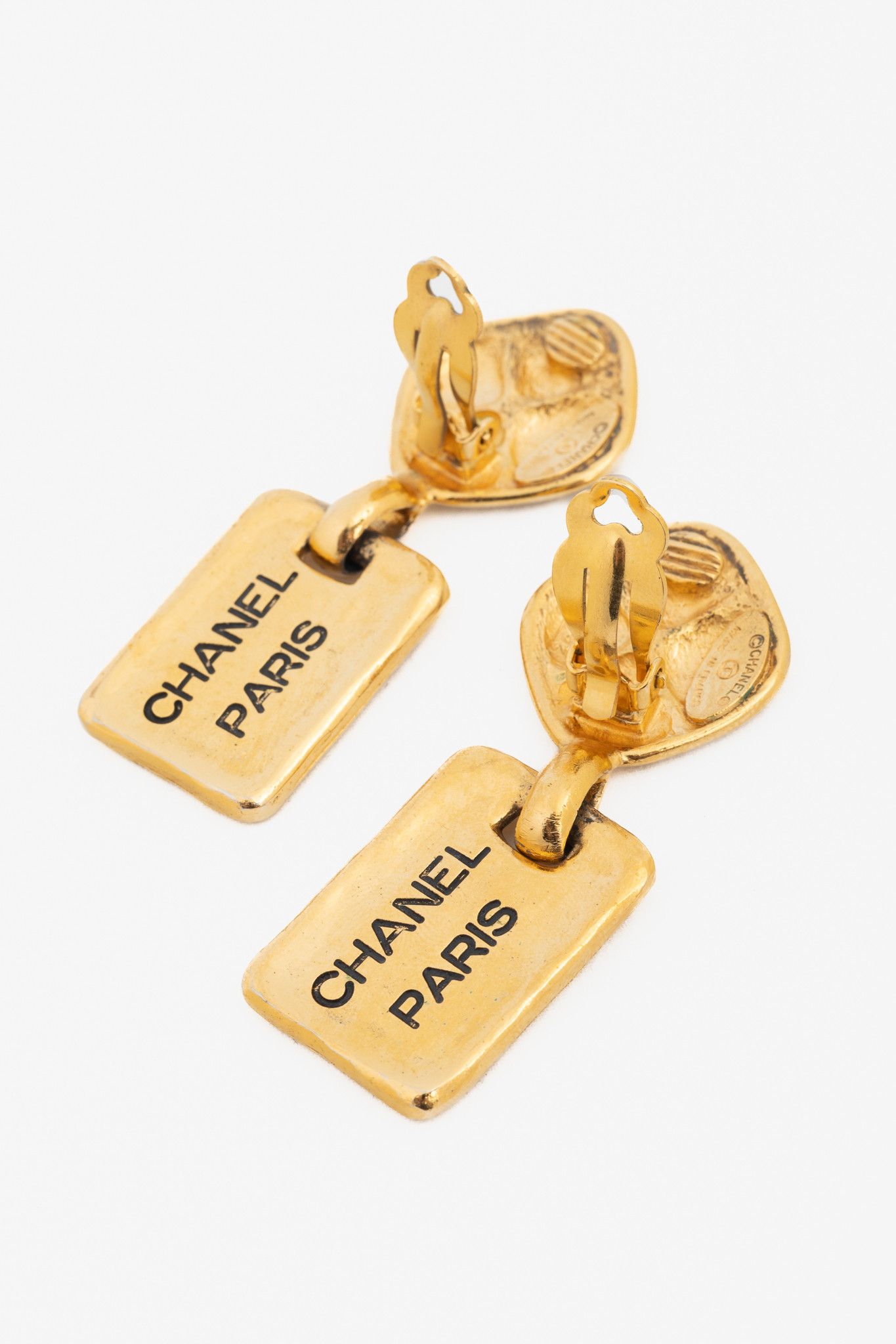 Chanel Chanel 24k-Gold Plated Quilted Clip-On Drop Earrings Size ONE SIZE - 3 Thumbnail