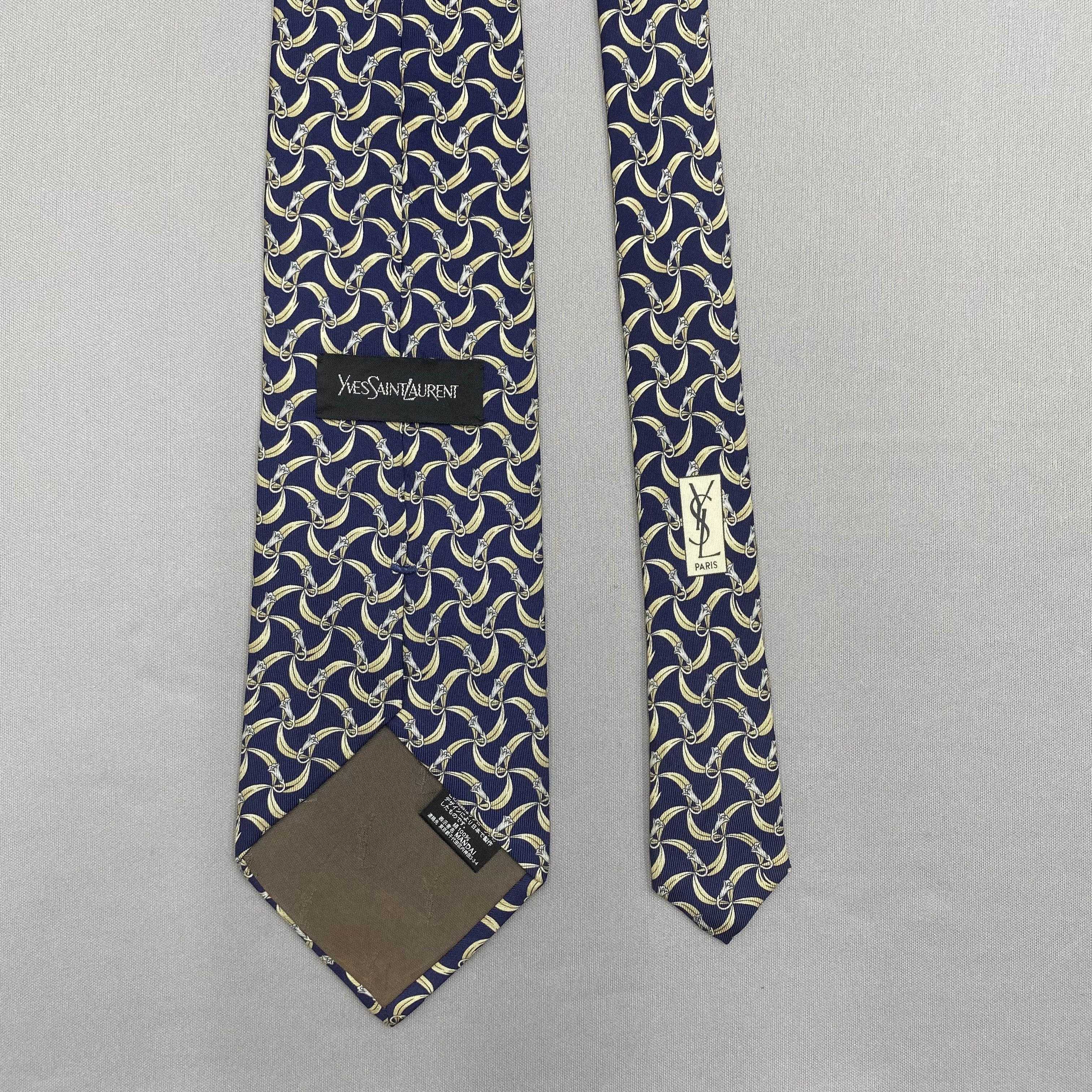 Japanese Brand Vintage Yves Saint Laurent SILK Necktie Cravate Pure Silk Size ONE SIZE - 6 Thumbnail