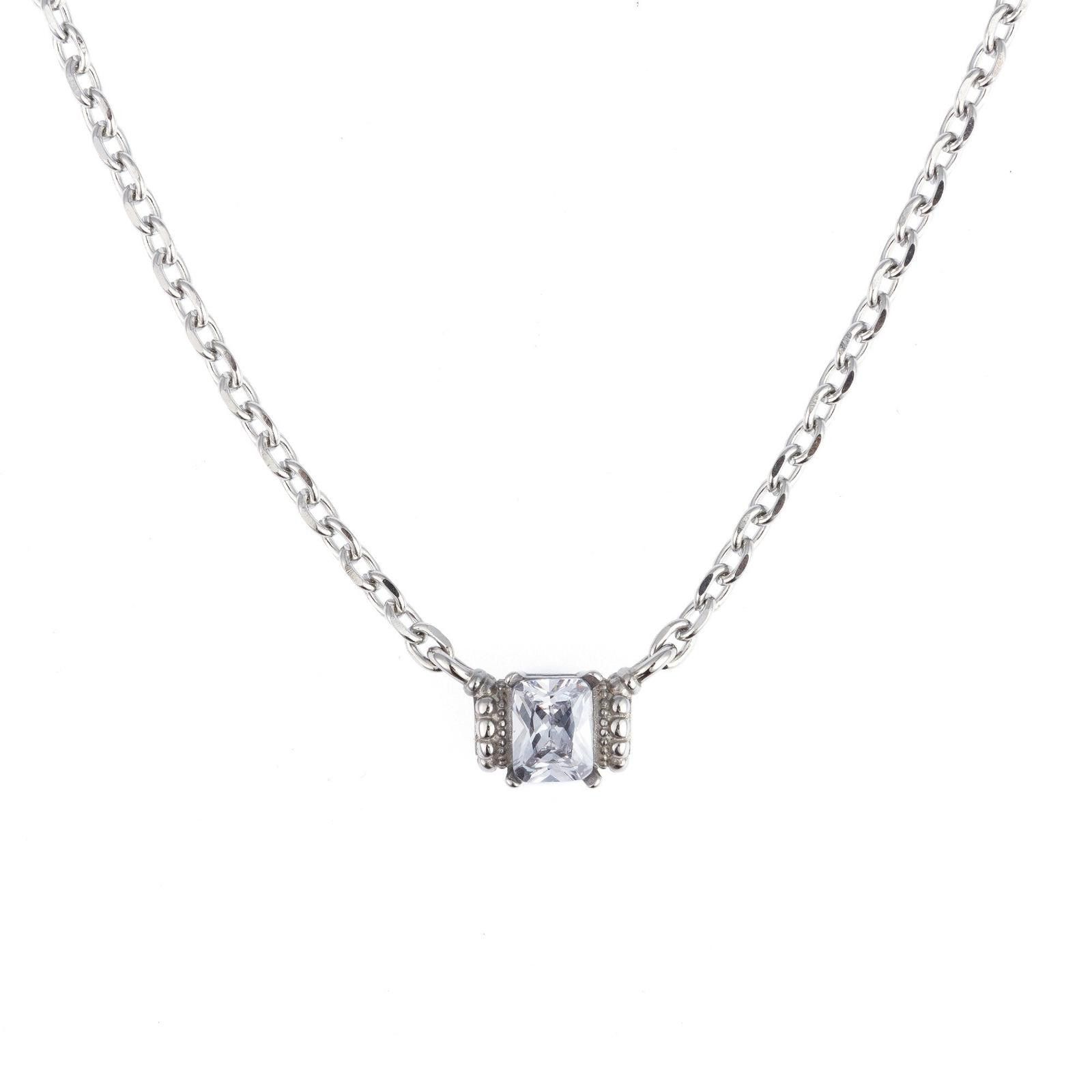 Vintage Diamond Pendant Necklace – Round Gem, Layered Chain Size ONE SIZE - 6 Thumbnail