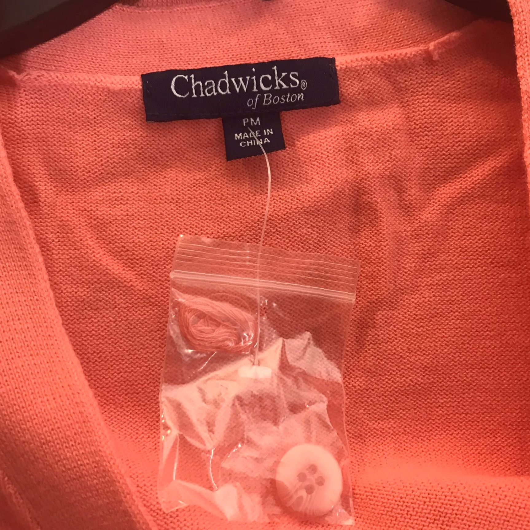 Vintage Chadwick’s Womens Coral Cotton Cardigan Sweater V-Neck Long Sleeve Button Petite Fall Winter 100% Knit Size M / US 6-8 / IT 42-44 - 5 Thumbnail