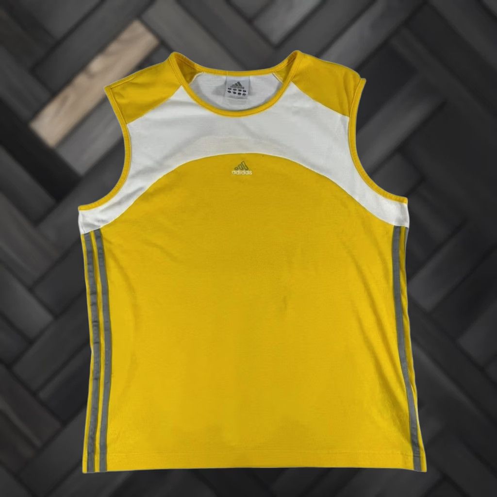 Adidas Adidas Women’s L Yellow White Athletic Tank Top Sleeveless Size L / US 10 / IT 46 - 1 Thumbnail