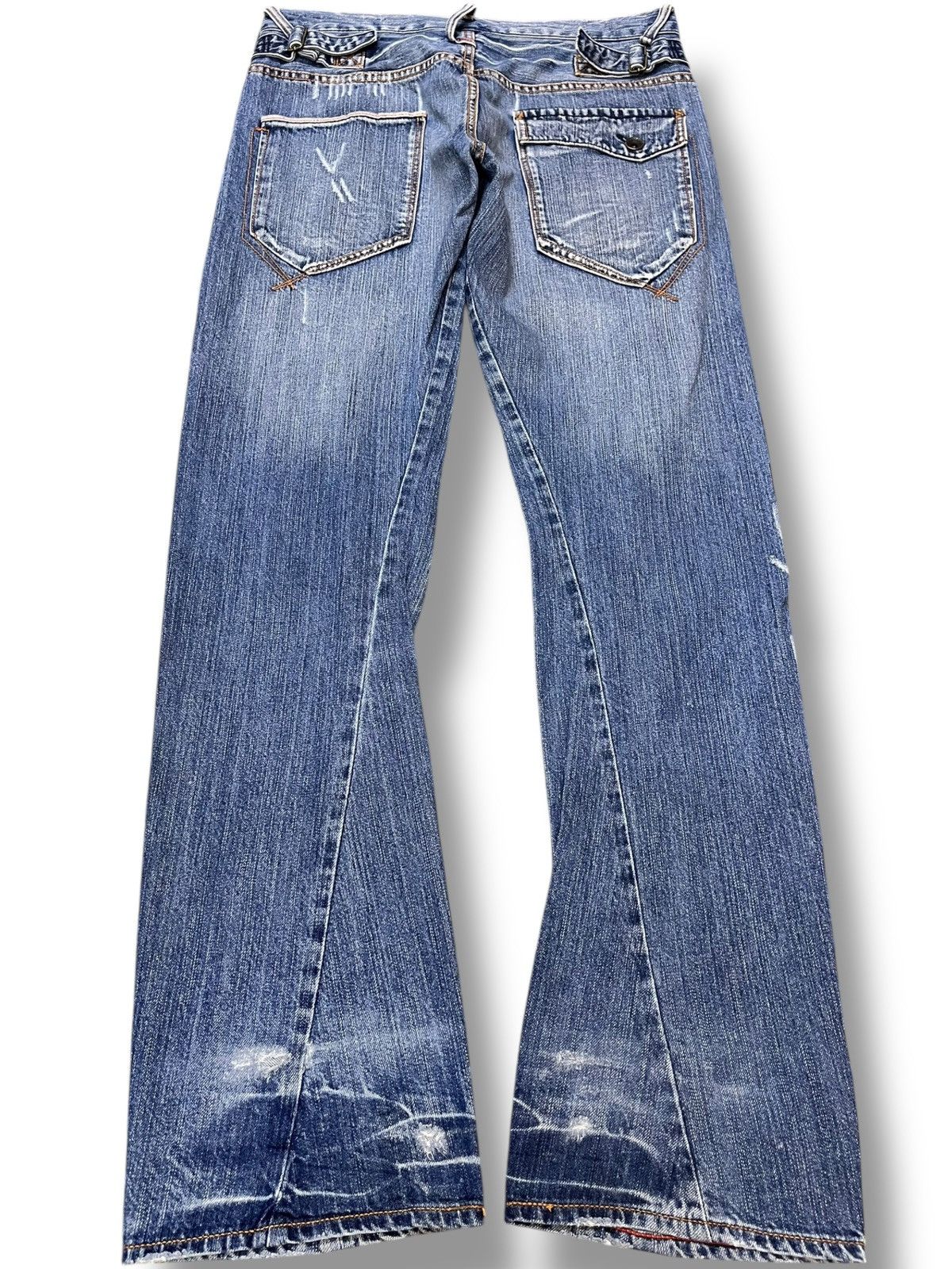 Japanese Brand Vintage UJ jeans Curve Leg Double Side Buckle Belt Denim Size US 33 - 5 Thumbnail