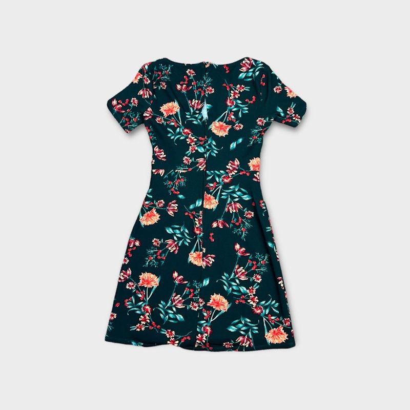 Macys B Darlin | Belted Floral Dress Dark Green | Size 5/6 Size M / US 6-8 / IT 42-44 - 5 Thumbnail