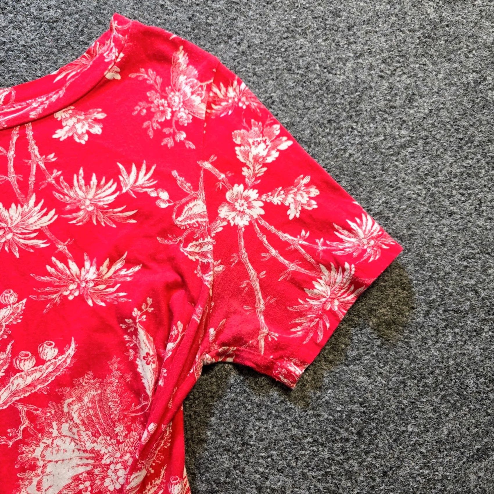 Vintage Maeve Top Womens Medium Pink Red Floral Tie Waist Tee Short Sleeve Anthro Shirt Size M / US 6-8 / IT 42-44 - 3 Thumbnail