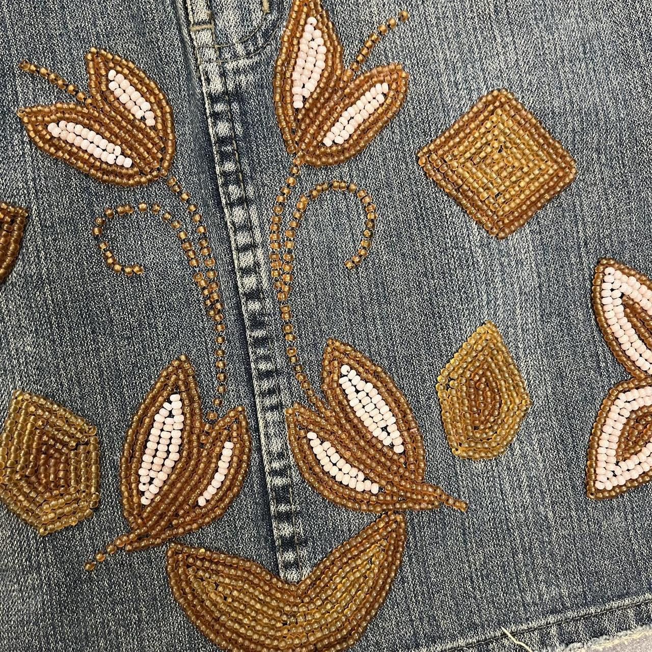 Other Y2K Le Jealous Floral Denim Skirt Size 38" / US 16 / IT 52 - 6 Thumbnail