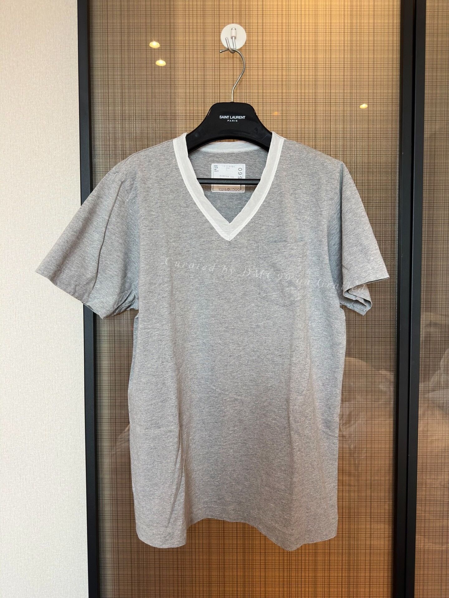Sacai Sacai Men's V-Neck Gray T-Shirt Size US L / EU 52-54 / 3 - 1 Thumbnail