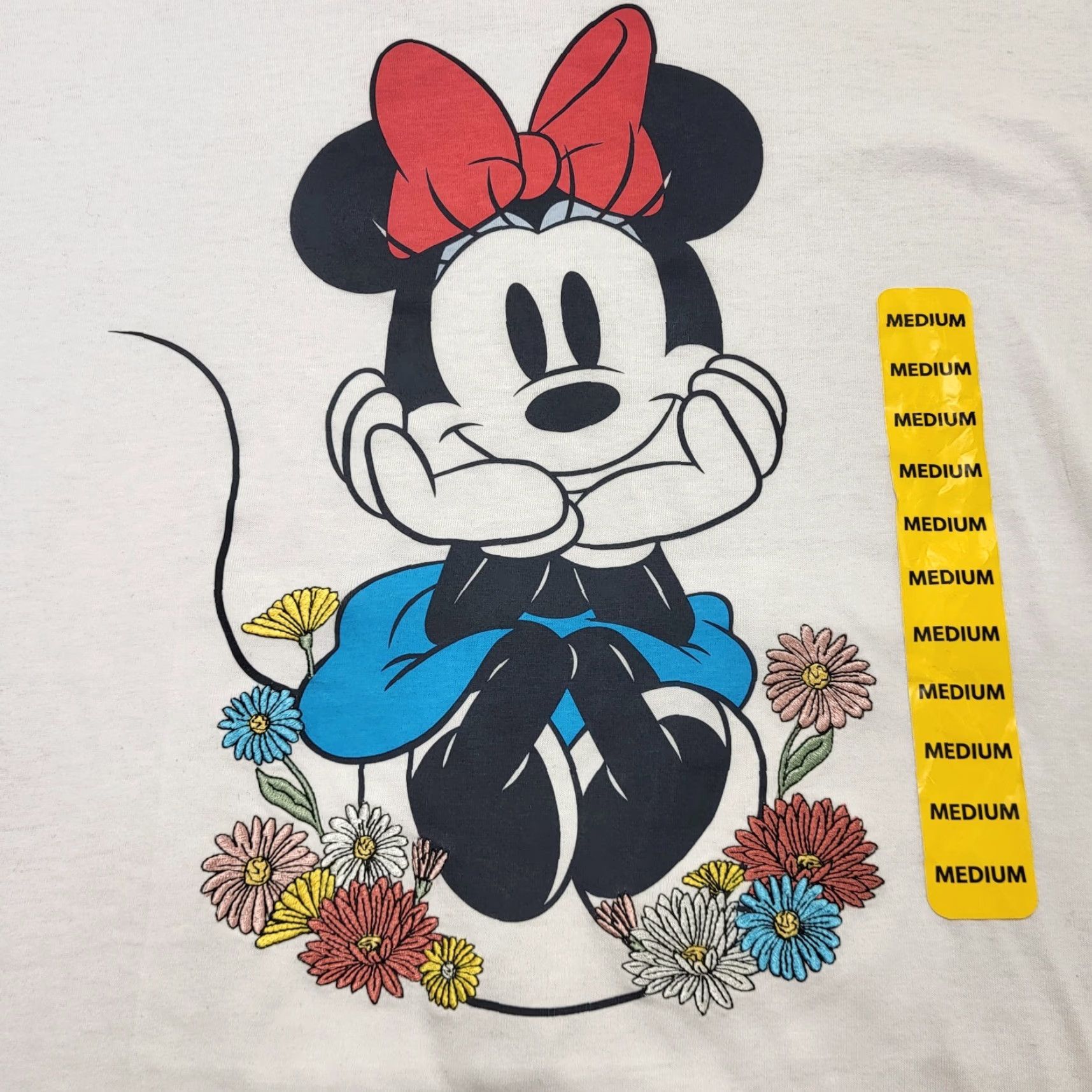 Disney NWT Disney Minnie Mouse T-Shirt Womens Size Medium White Embroidered Flowers 💐 Size M / US 6-8 / IT 42-44 - 2 Thumbnail