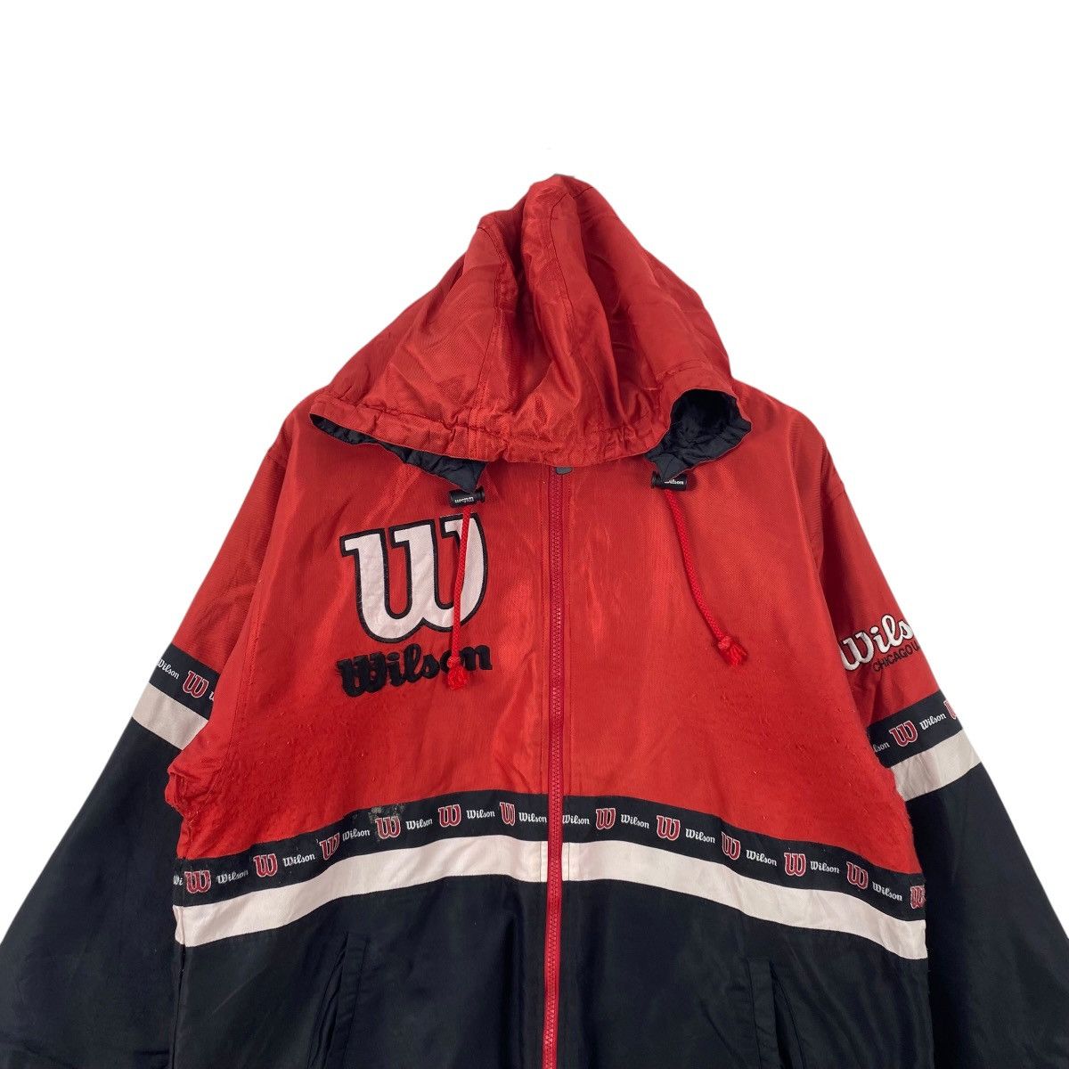 Vintage Vintage WILSON Hooded Windbreaker Jacket Big Logo Spell Size US XL / EU 56 / 4 - 2 Thumbnail