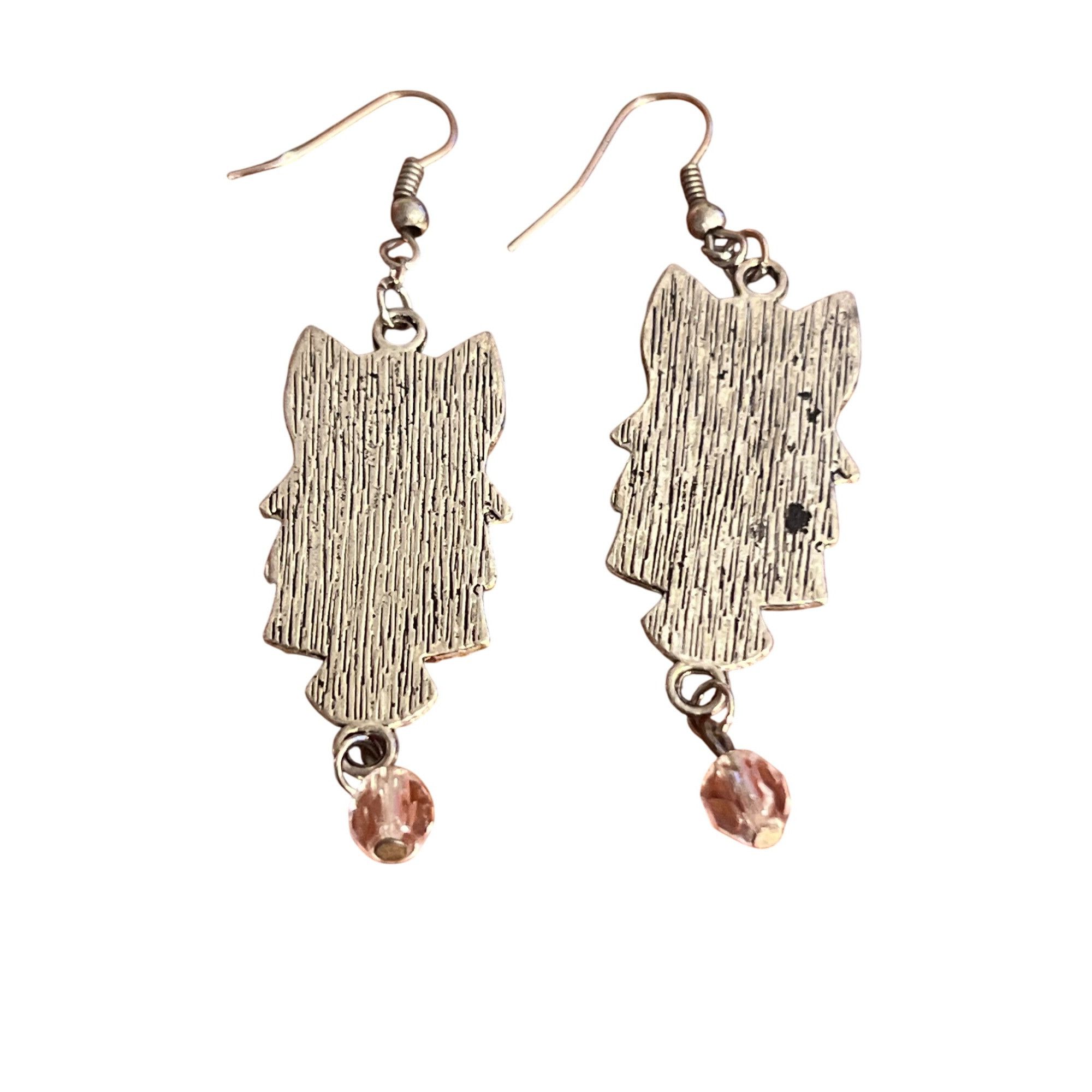 Other Vintage Silver Tone Owl Dangle Earrings Hook Clear Faceted B Size ONE SIZE - 3 Thumbnail