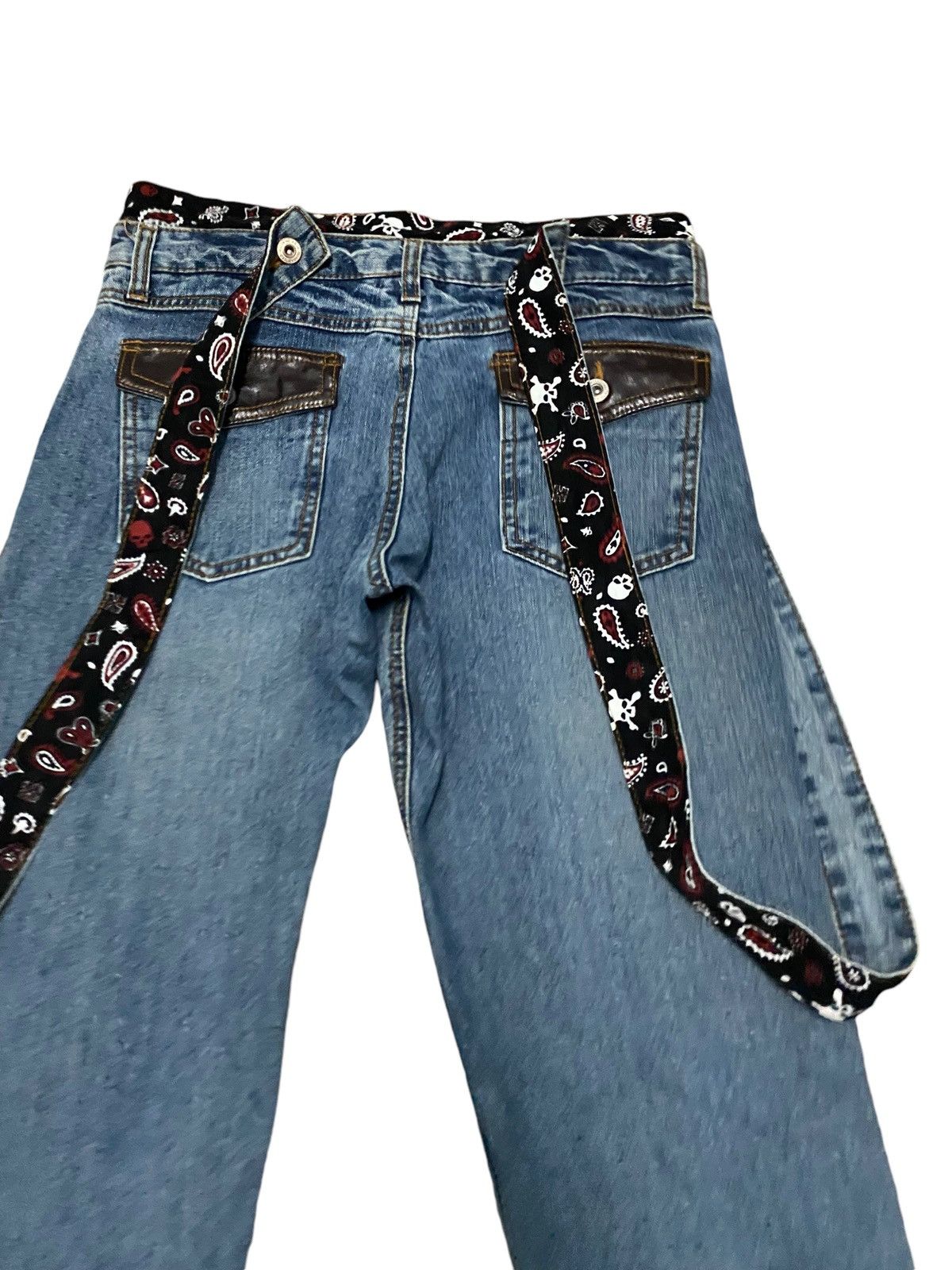 Designer Streetwear X japanese brand Double waist jeans Size US 31 - 5 Thumbnail