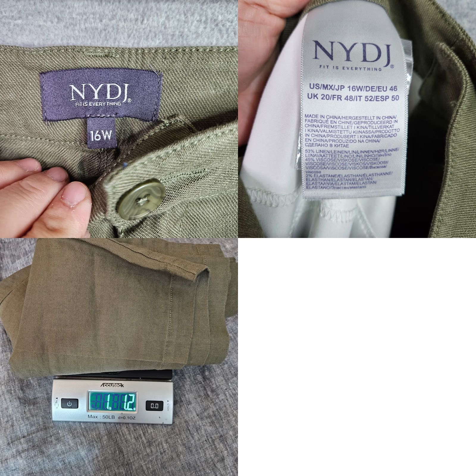 NYDJ NYDJ Shorts Women 16W Plus Size Olive Green Cropped Cargo Pants NWT Size 38" / US 16 / IT 52 - 8 Thumbnail