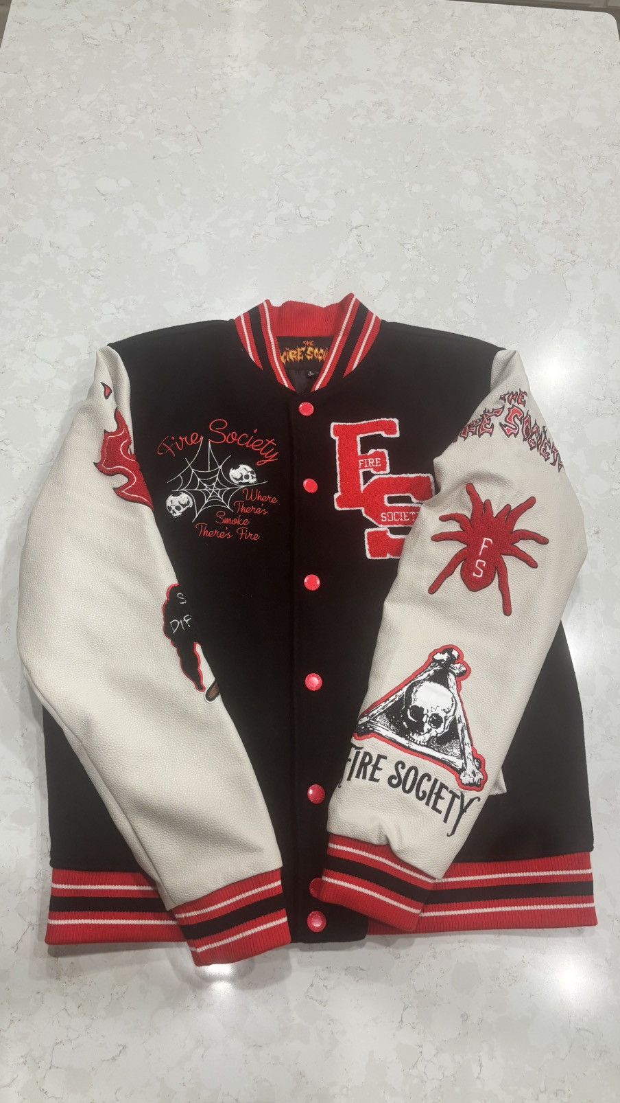Other Fire Society Varsity Jacket (Black/Red) – Size L Size US L / EU 52-54 / 3 - 2 Thumbnail