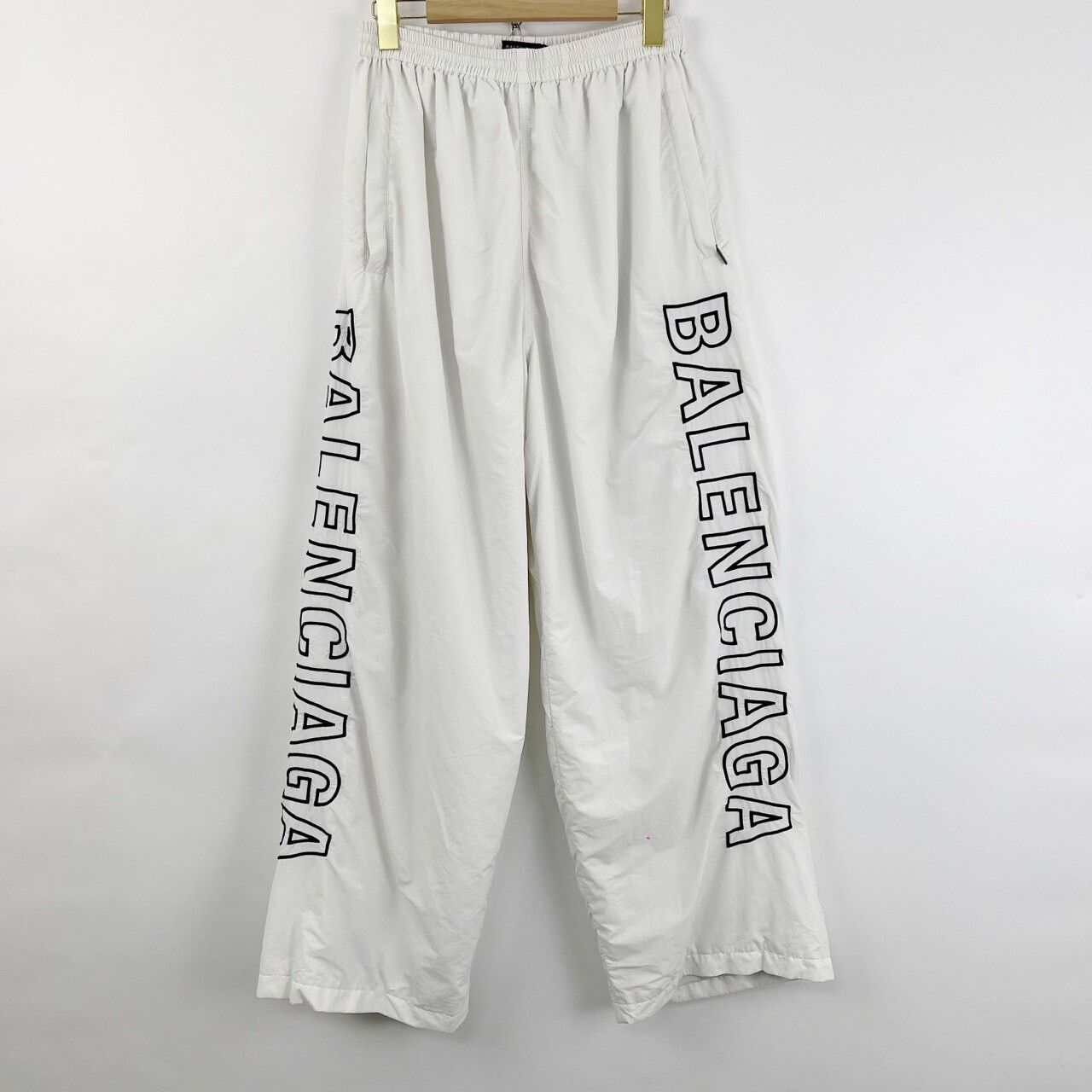Balenciaga Balenciaga White Logo Embroidered Track Pants Size US 35 - 1 Thumbnail