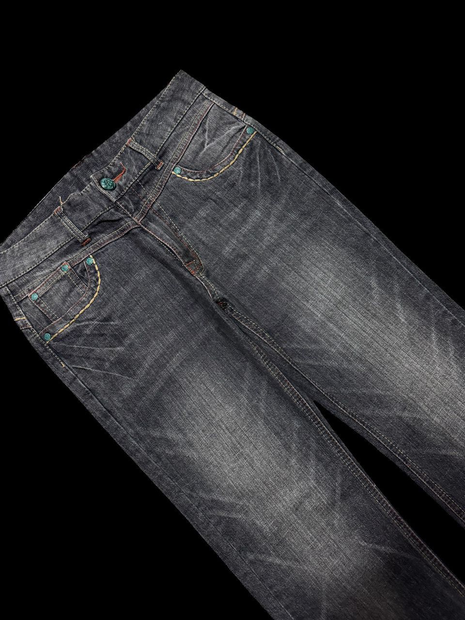 Vintage FLARED Vintage Japanese Mudwash Dark Denim Jeans Size US 28 / EU 44 - 6 Thumbnail