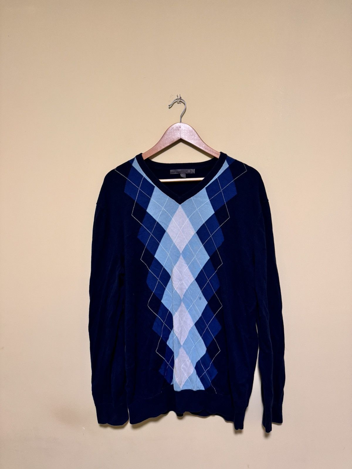 Old Navy × Other × Vintage OLD NAVY Men’s Argyle V-Neck Sweater Size US XL / EU 56 / 4 - 1 Thumbnail