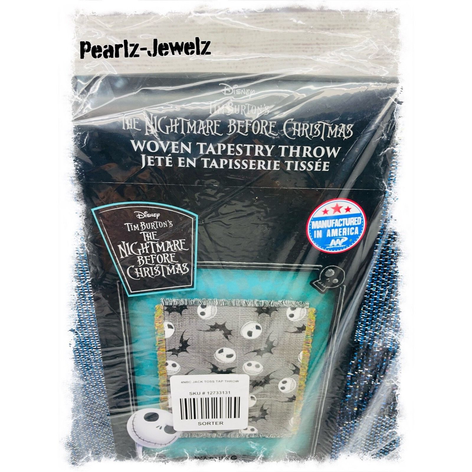 Disney Nightmare Before Christmas NBC Jack Heads Bats Woven Tapestr Size ONE SIZE - 2 Thumbnail