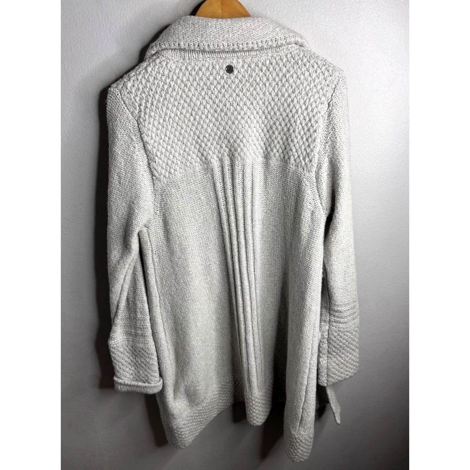 Prana prAna Cardigan Womens Medium Gray Knit Longline Pockets Collared Button Front Sweater Size M / US 6-8 / IT 42-44 - 5 Thumbnail