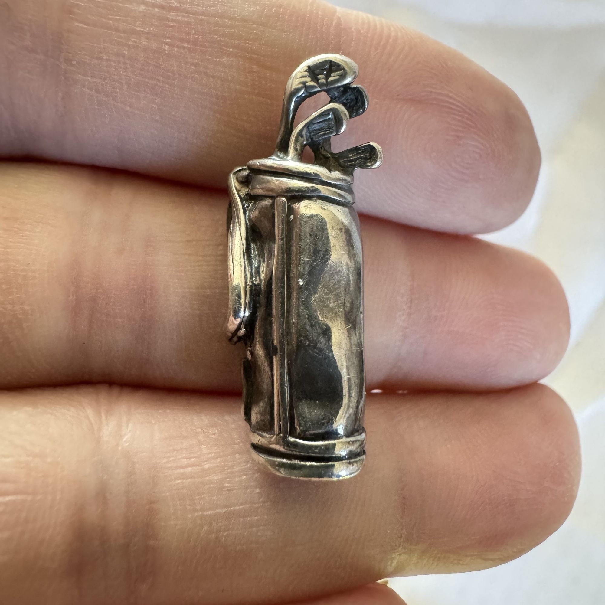 Vintage Solid Sterling Silver 925 Three Dimensional Golf Club Bag Br Size ONE SIZE - 2 Thumbnail