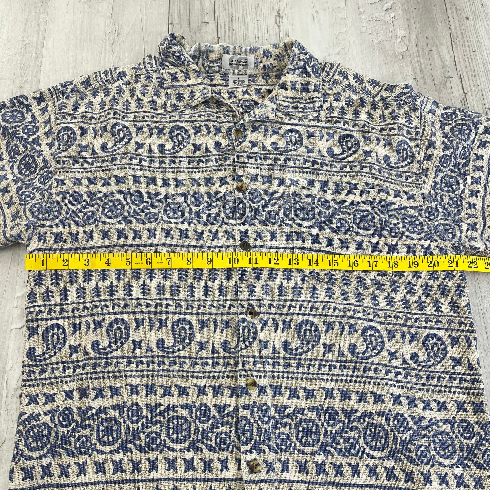 Vintage Vintage Sostanza 90s Blue Cotton Button Down Shirt Size US L / EU 52-54 / 3 - 9 Thumbnail