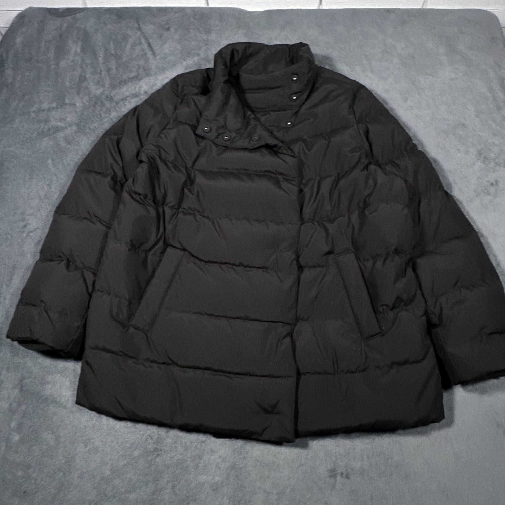 J. Jill J Jill Down Puffer Coat Womens Large Black Asymmetrical Snap Outdoor Warm Cozy Coat Size L / US 10 / IT 46 - 5 Thumbnail