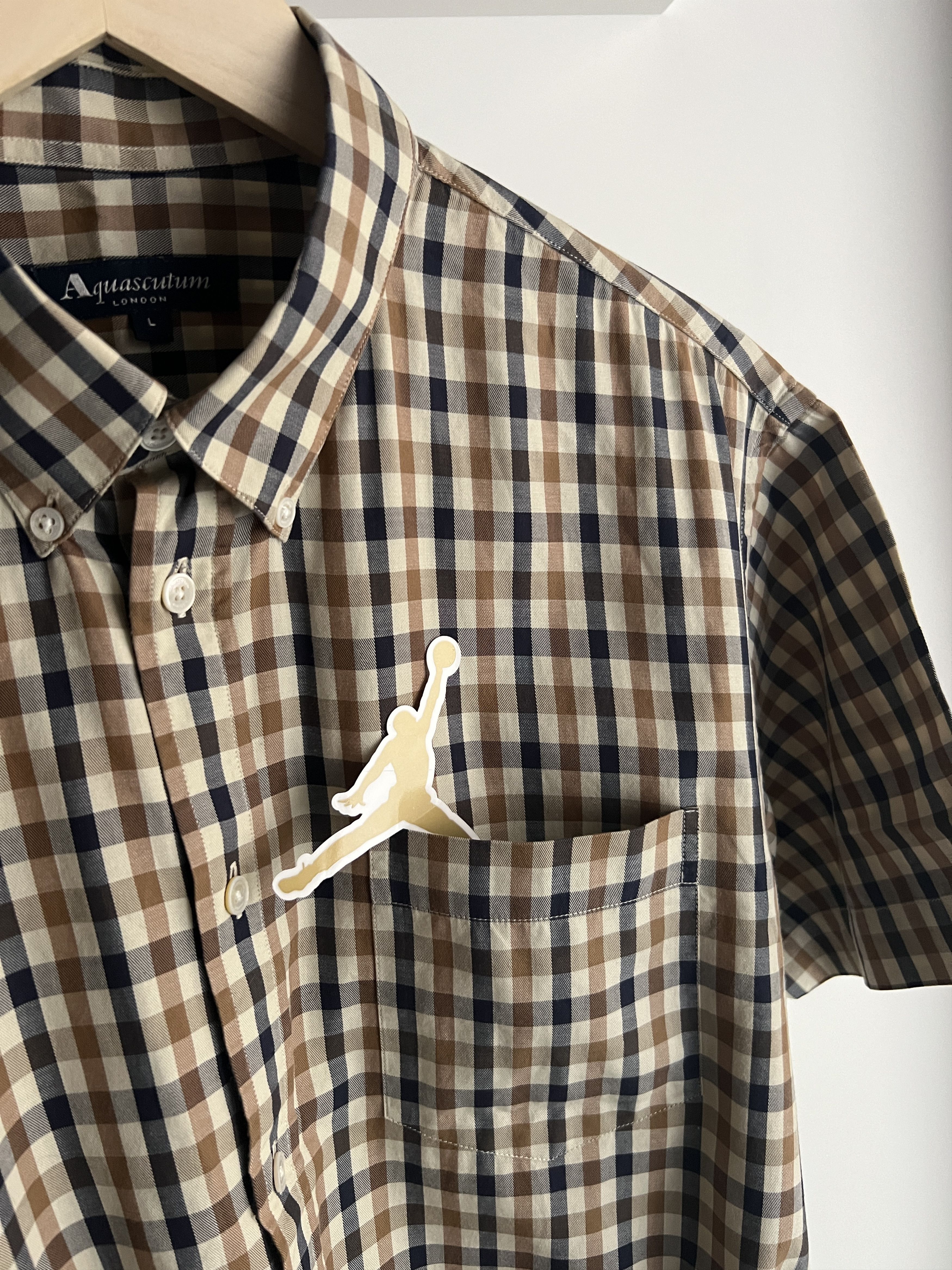 Aquascutum × Vintage Vintage Aquascutum Short Sleeve Classic Check Shirt Size US L / EU 52-54 / 3 - 5 Thumbnail