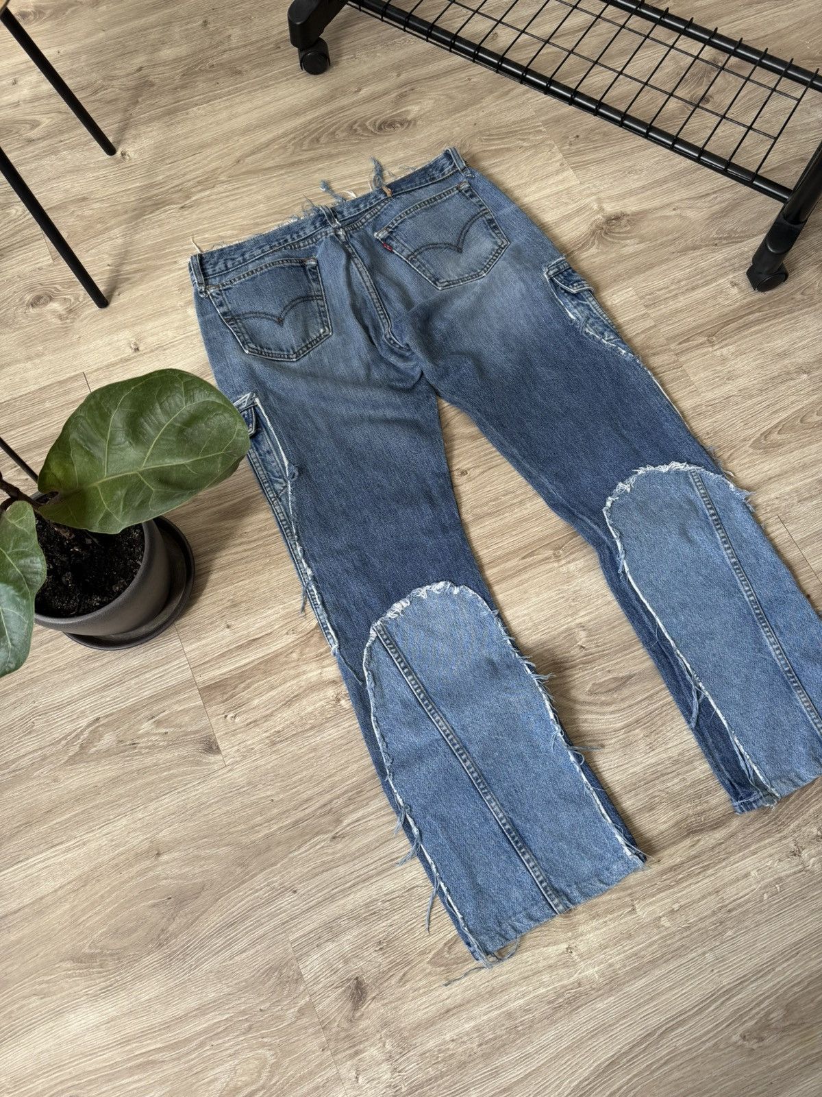 Levi's Vintage Y2K Levi’s Custom Patchwork Distressed Denim Jeans Size US 34 / EU 50 - 6 Thumbnail