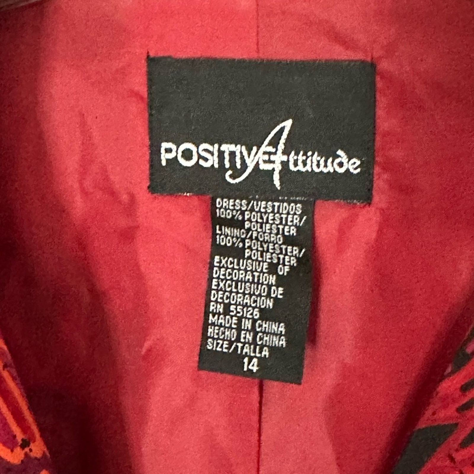 Other Vintage 90’s Red Abstract Lined Button Up Midi Dress Size XL / US 12-14 / IT 48-50 - 6 Thumbnail