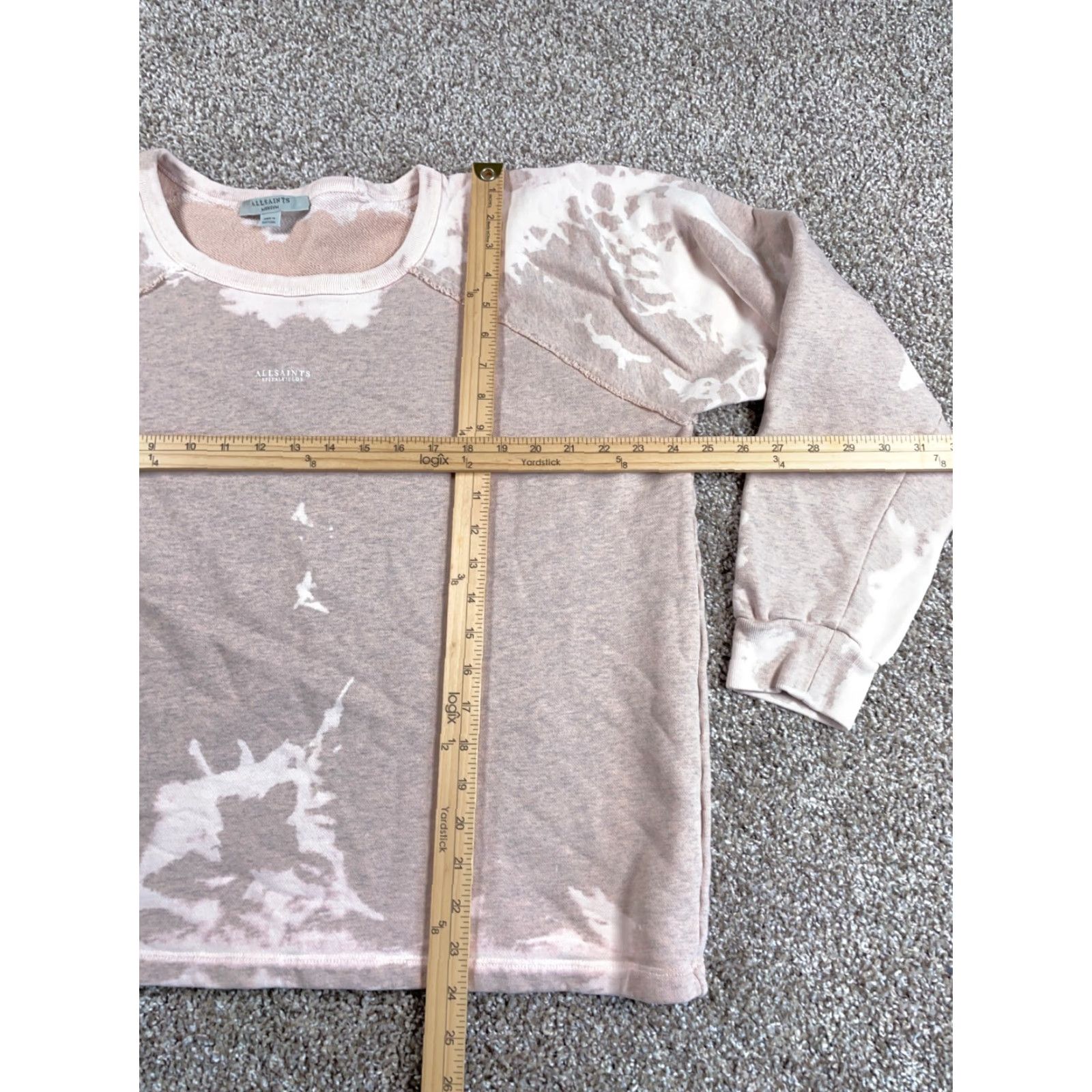 Allsaints AllSaints Sweatshirt Women Medium Dusty Pink Tie Dye Jessi Boxy Fit Graphic Print Size M / US 6-8 / IT 42-44 - 5 Thumbnail