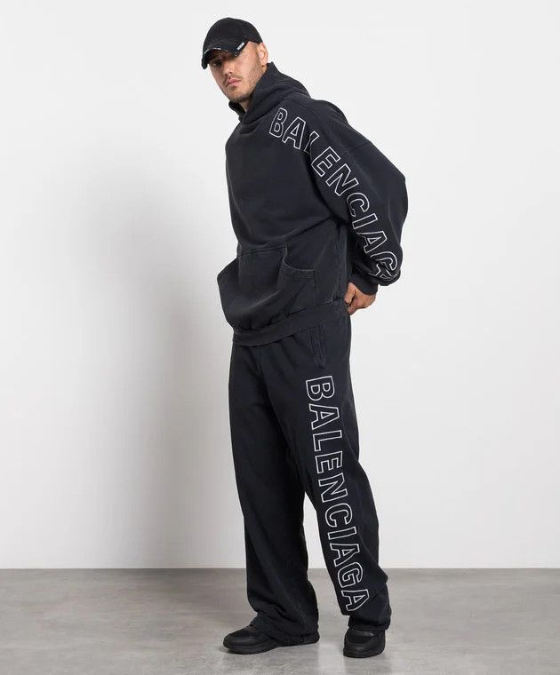 Balenciaga o1la1rc1a0824 Outline Hoodie Oversized in Black/White Size US L / EU 52-54 / 3 - 2 Thumbnail