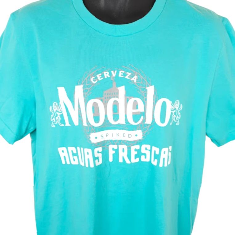 Vintage VINTAGE Modelo Spiked Aguas Frescas T Shirt Mens Size Large Blue Breweriana Size US L / EU 52-54 / 3 - 2 Thumbnail